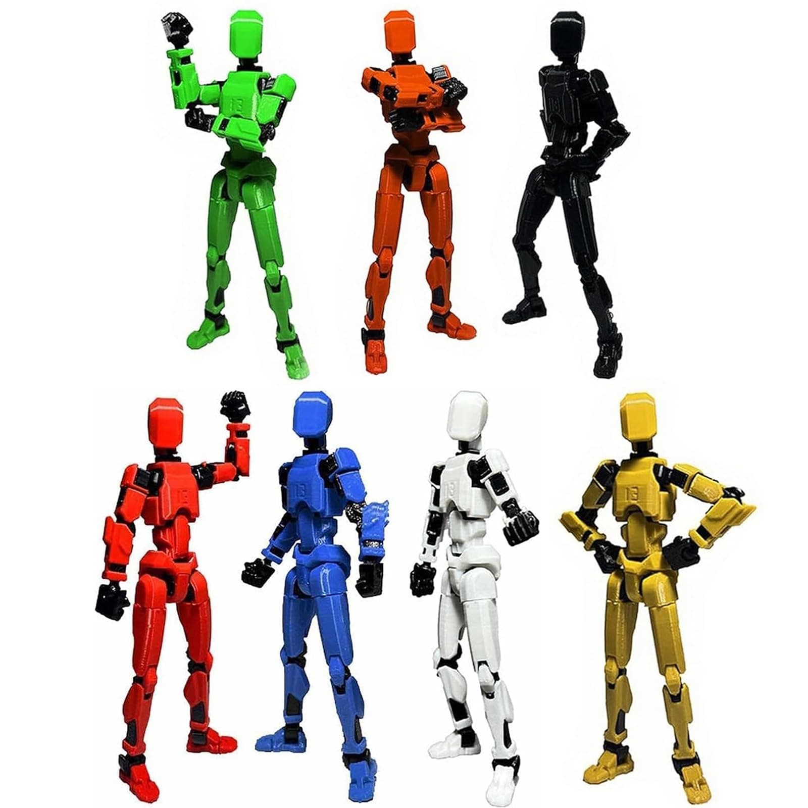 EIMONEY 7PCS Assembly Completed T13 Action Figure 3D Printed Multi-Jointed Movable,Lucky 13 Action Figures,Multi-Articular Action Figures,Desktop Decorations,Creative Gifts (7 Colors)