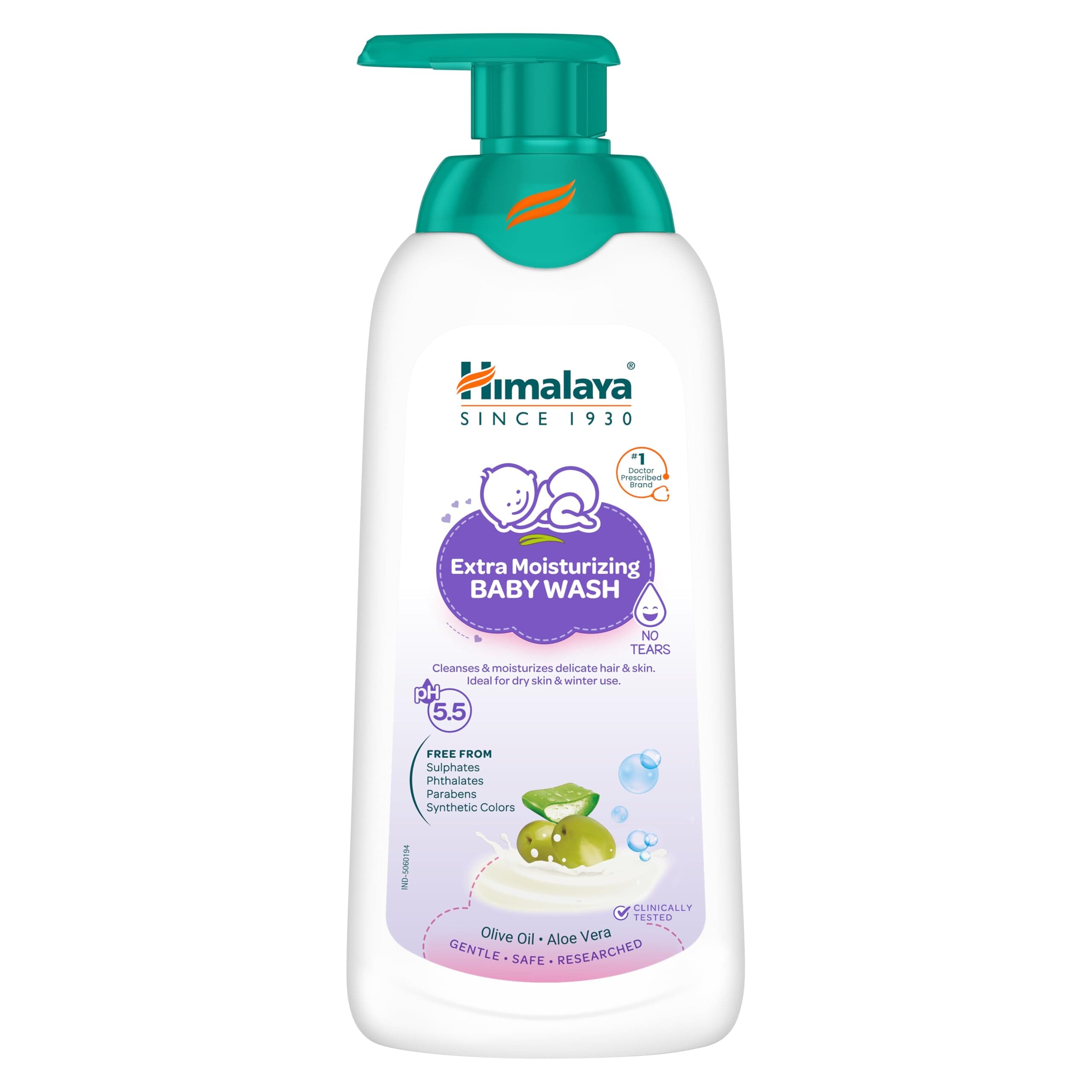 Himalaya Extra Moisturizing Baby Wash 400ml | No tears formula |with Olive Oil, Aloe Vera & Milk | Cleanses and moisturizes baby’s skin