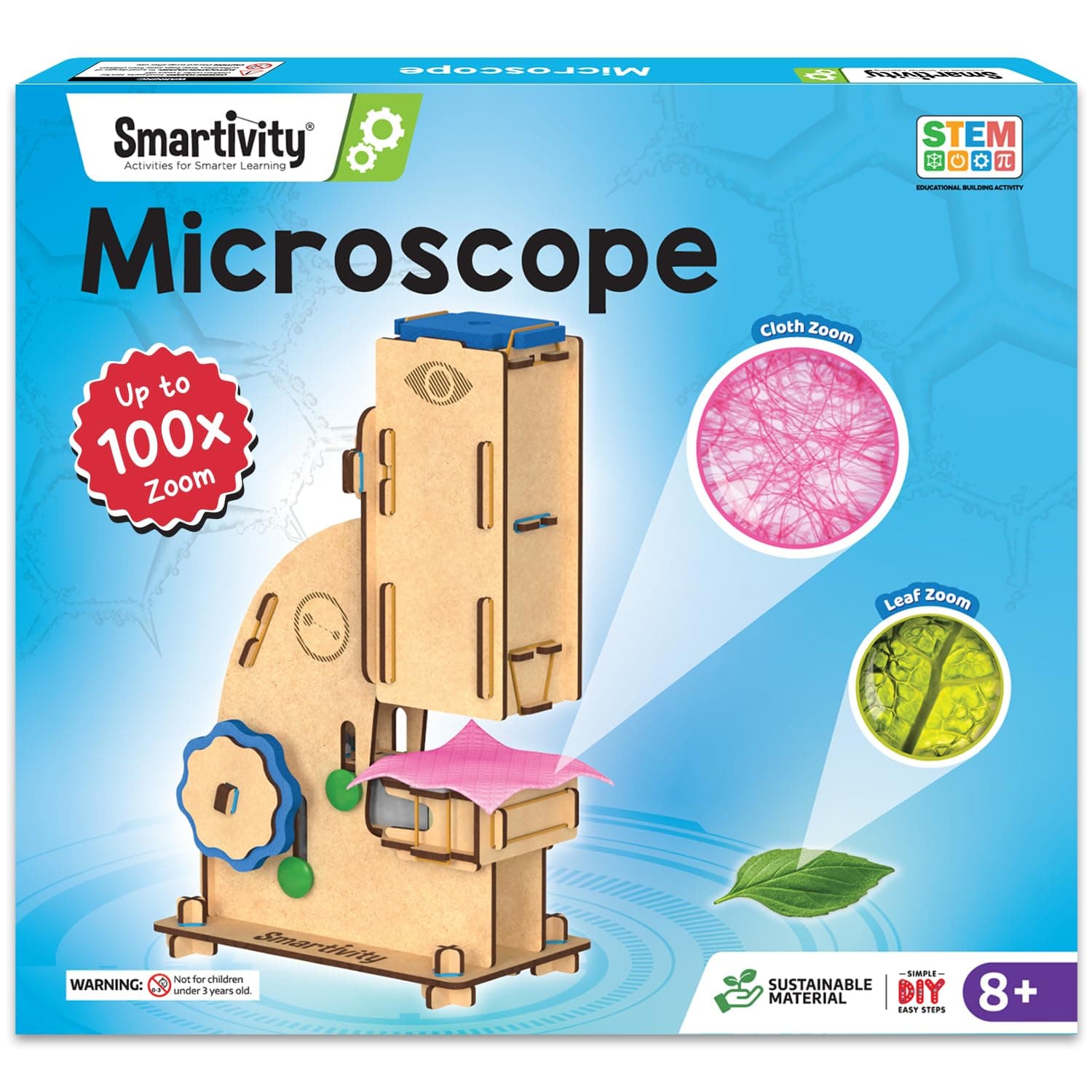 Smartivity Microscope 100x Zoom STEM Toy for Kids Age 8 to 14 Years Old | Cool Birthday Gifts Ideas for Boys & Girls | DIY Science Toys for 8,9,10,11,12,13,14 Years I Wooden Engineering Game
