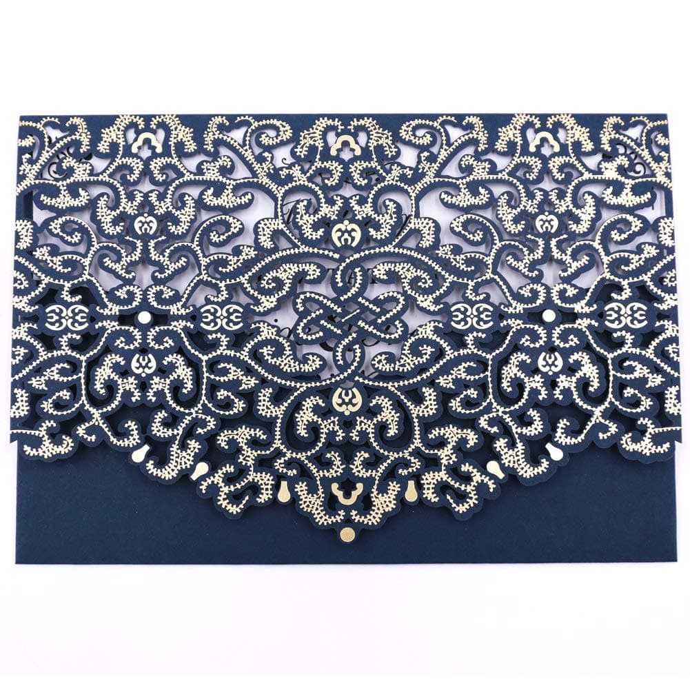 Laser Cut Invitations 50 Packs Eleva Lace Favor Laser Cut Wedding Invitations Card Kit with Blank Printable Paper and Envelopes for Wedding,Birthday Parties,Baby Shower