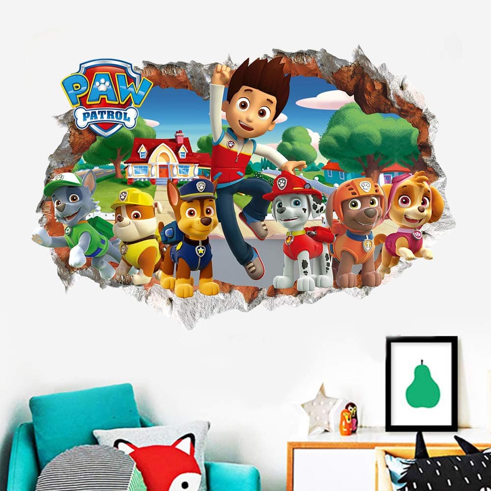 HU SHA Paw Patrol Wall Stickers Cartoon Dogs Removable Wall Decals Kids Baby Nursery Child Home Decor Mural Wall Sticker Decal (19.7 x 27.6 inch Size)
