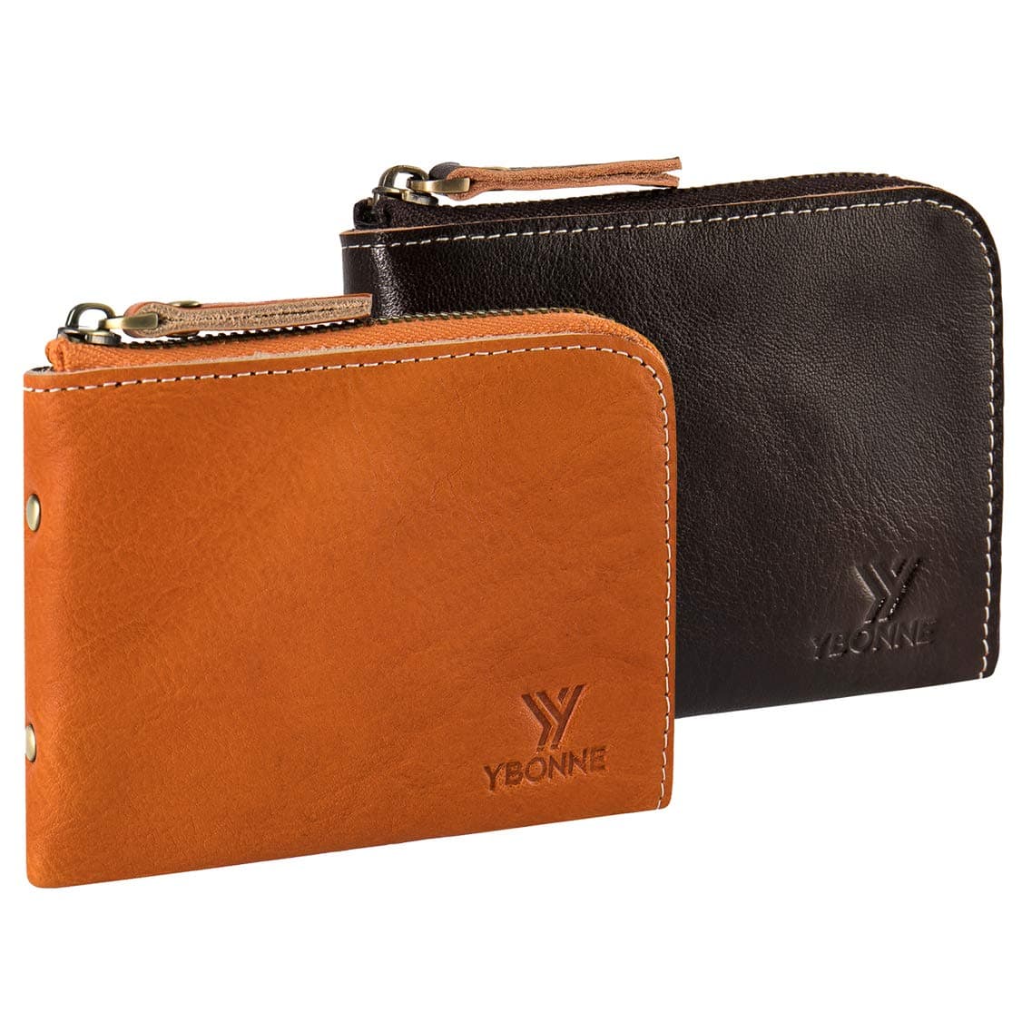 Small Corner Zipper Wallet for Men and Women, Handmade with Italian Vegetable Tanned Leather