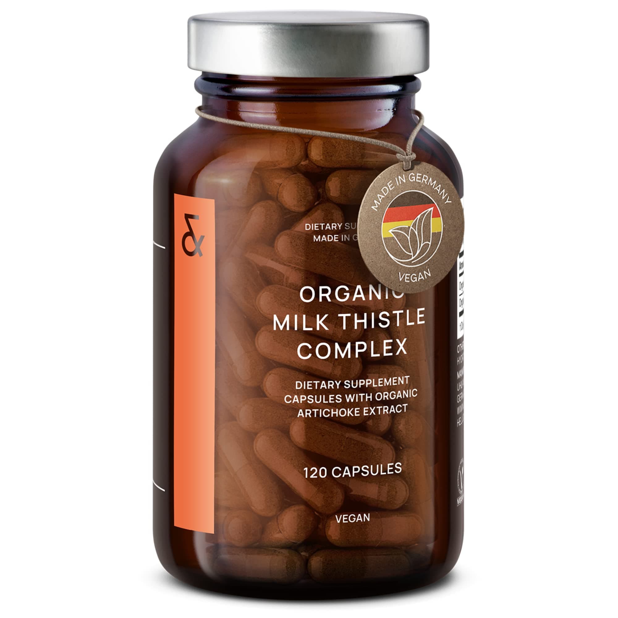 CLAV Organic Milk Thistle & Artichoke Extract Complex -Rich in Silymarin & Bitters - Liver Support + Detox Supplement - 120 Capsules (60 Days Supply) - Vegan - Made in Germany