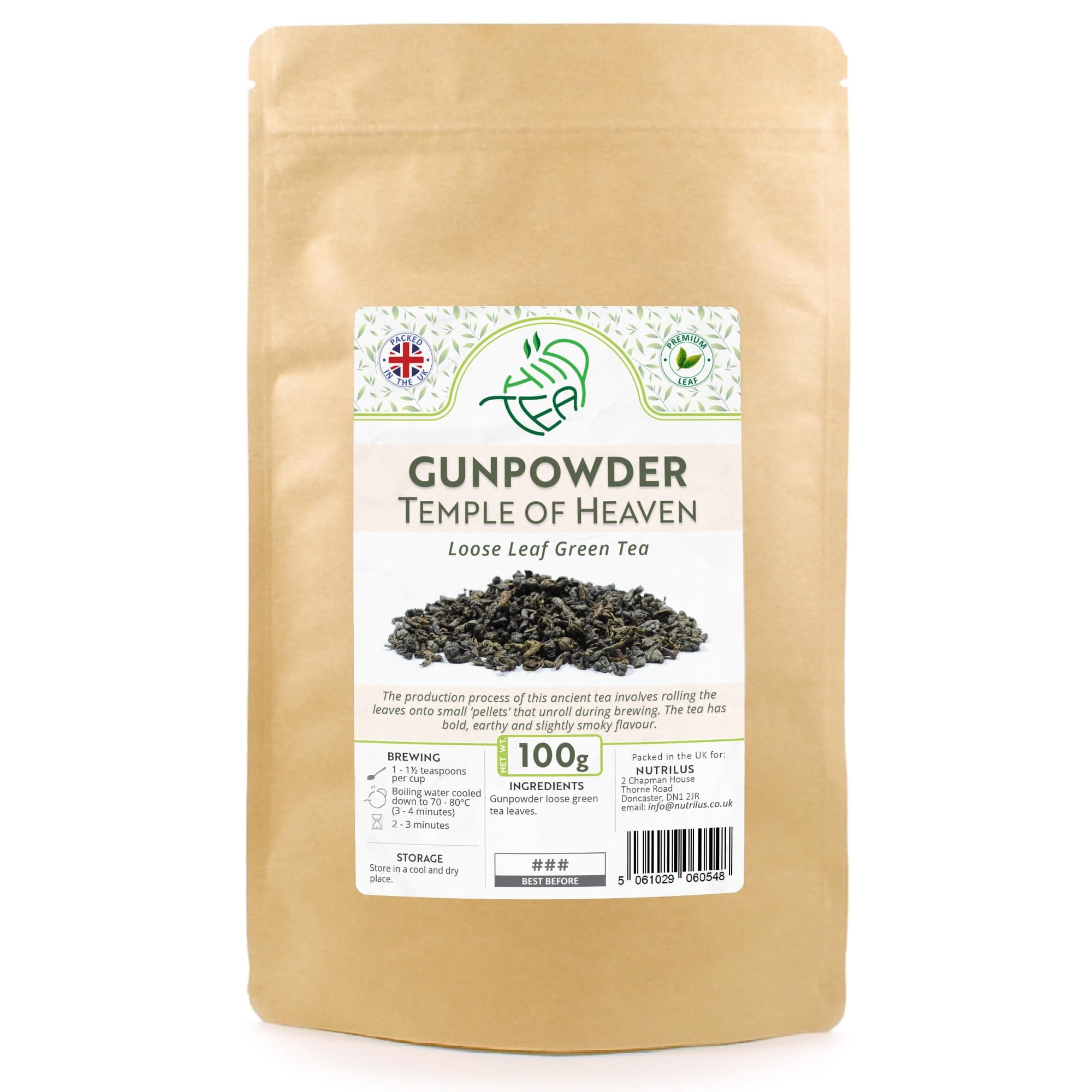 Gunpowder Temple Of Heaven Premium Loose Leaf Green Tea – Chinese Pearl Tea (100g)