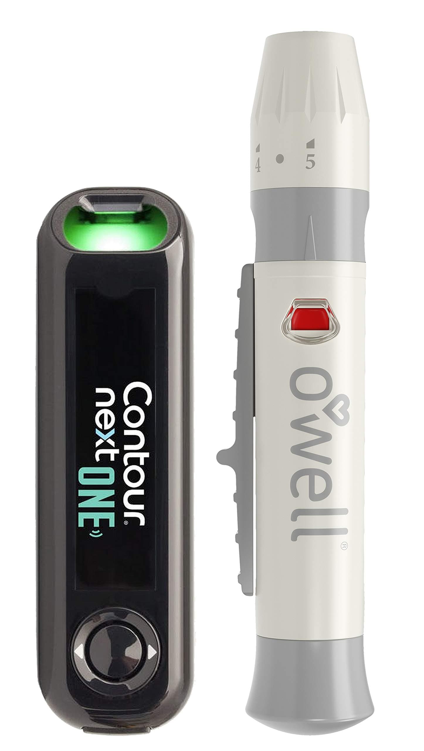 OWell Contour NEXT Blood Glucose ONE Meter + O'WELL Lancing Device, User Manual, Log Book & Compact Carry Case