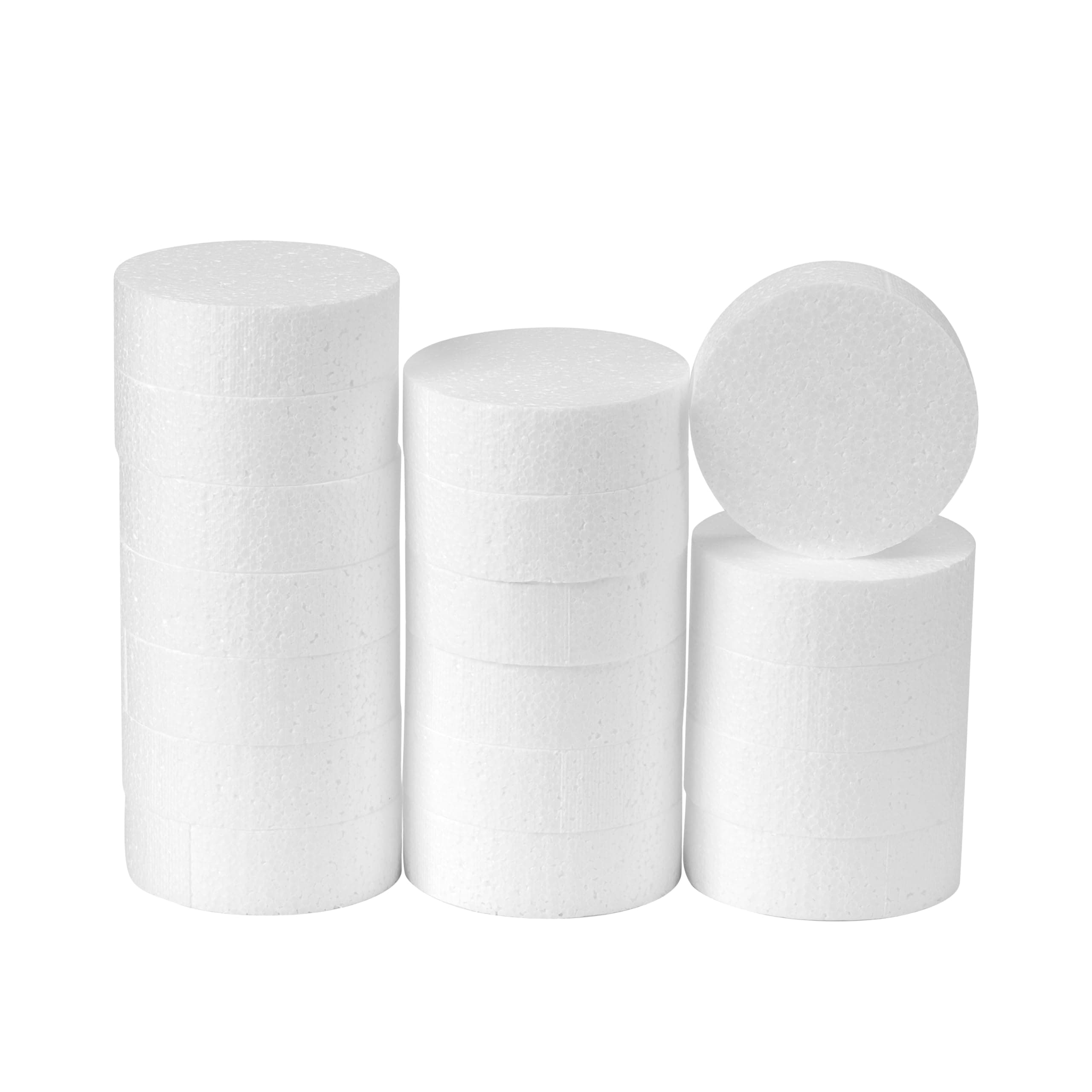 Crafare 3 Inch Foam Circles for Crafts 18 Pack 1 Inch Thick Round Polystyrene Discs for DIY Projects White