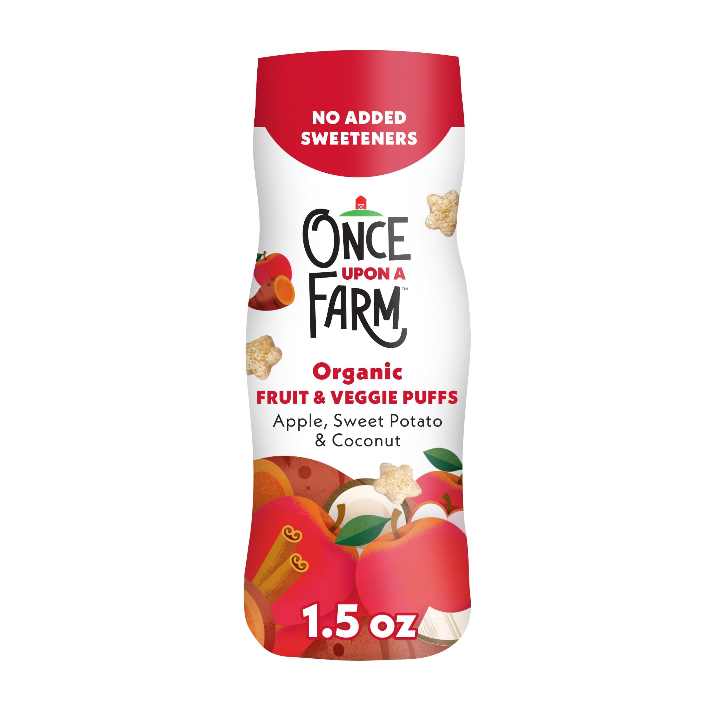 Once Upon a Farm Organic Fruit & Veggie Baby Puffs, Apple, Sweet Potato & Coconut, 1.5oz
