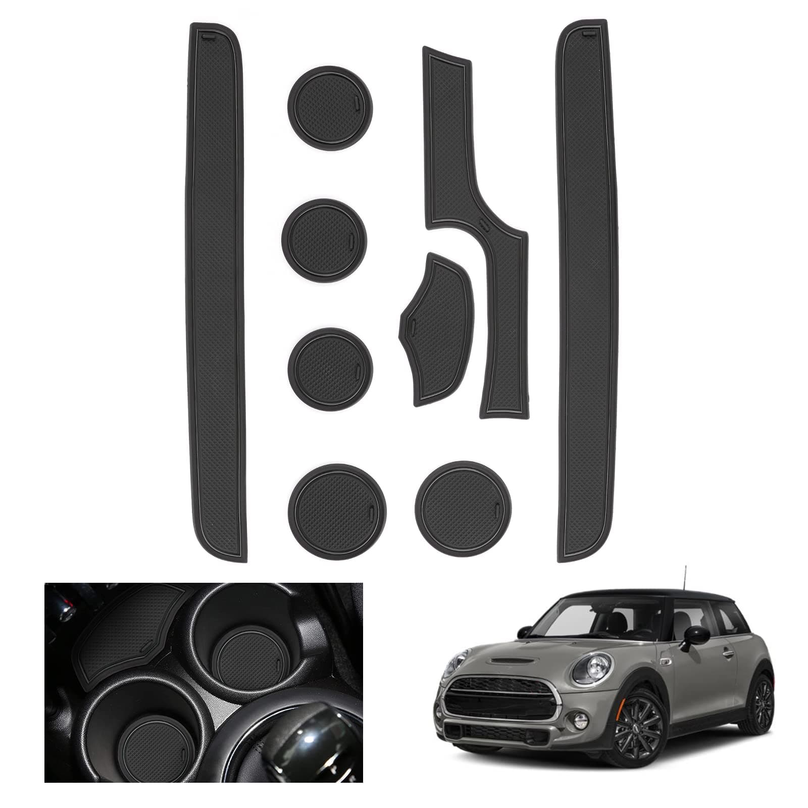 GAFATCompatible with Mini Cooper F56 (2-Door) 2015-2022 2023 Non-Slip Mats, Cooper 2023 Rubber Mats, Centre Console Mats, Door Seam Mats, Cooper F56 Accessories (Black)