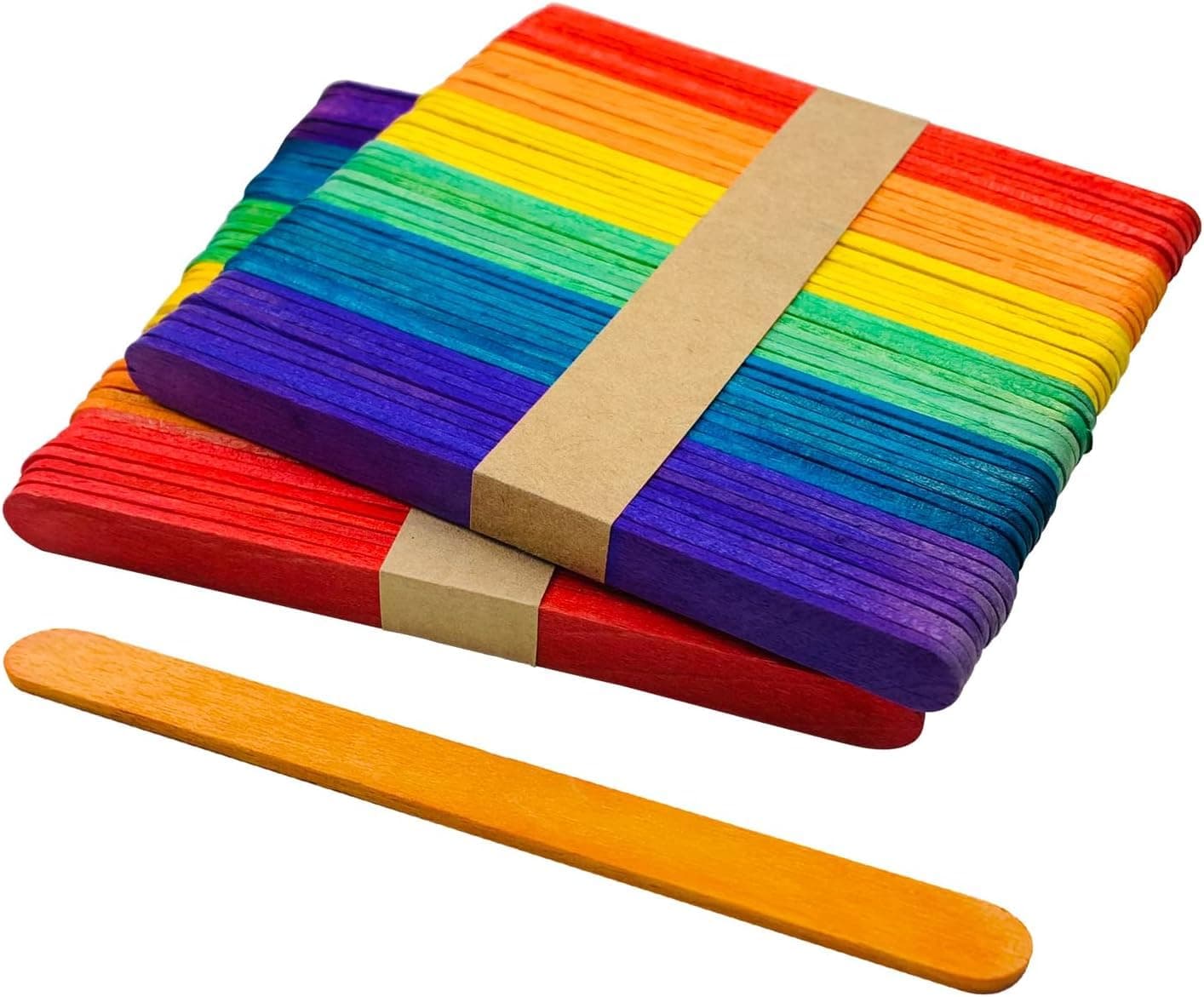 100 Pcs Colored Craft Sticks Ice Cream Natural Wood Popsicle Craft Sticks 4.5 inch Length Treat Sticks Ice Pop Sticks for DIY Crafts