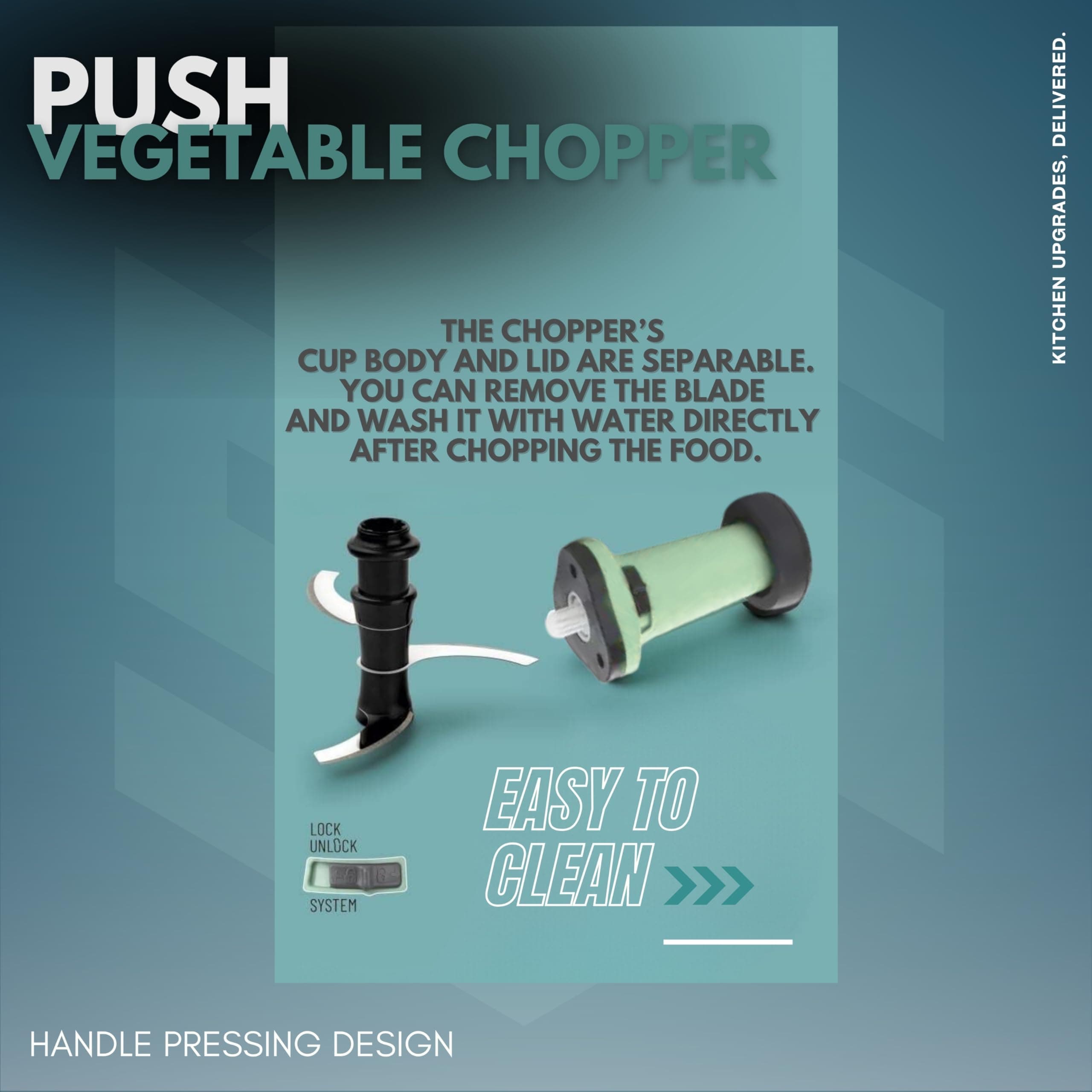 Stewit® Food Chopper 900ml, Steel Large Manual Hand-Press Vegetable Chopper Mixer Cutter to Cut Onion, Salad, Tomato, Potato (Pista 900ml)