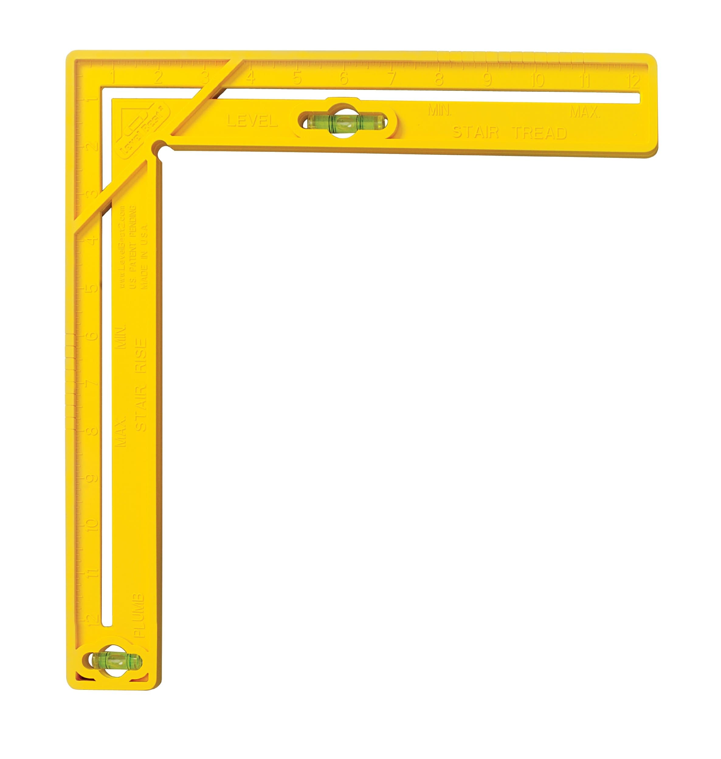 Level Best 854 4-in-1 Multi-Tool Square with Level, Yellow, 12-Inch