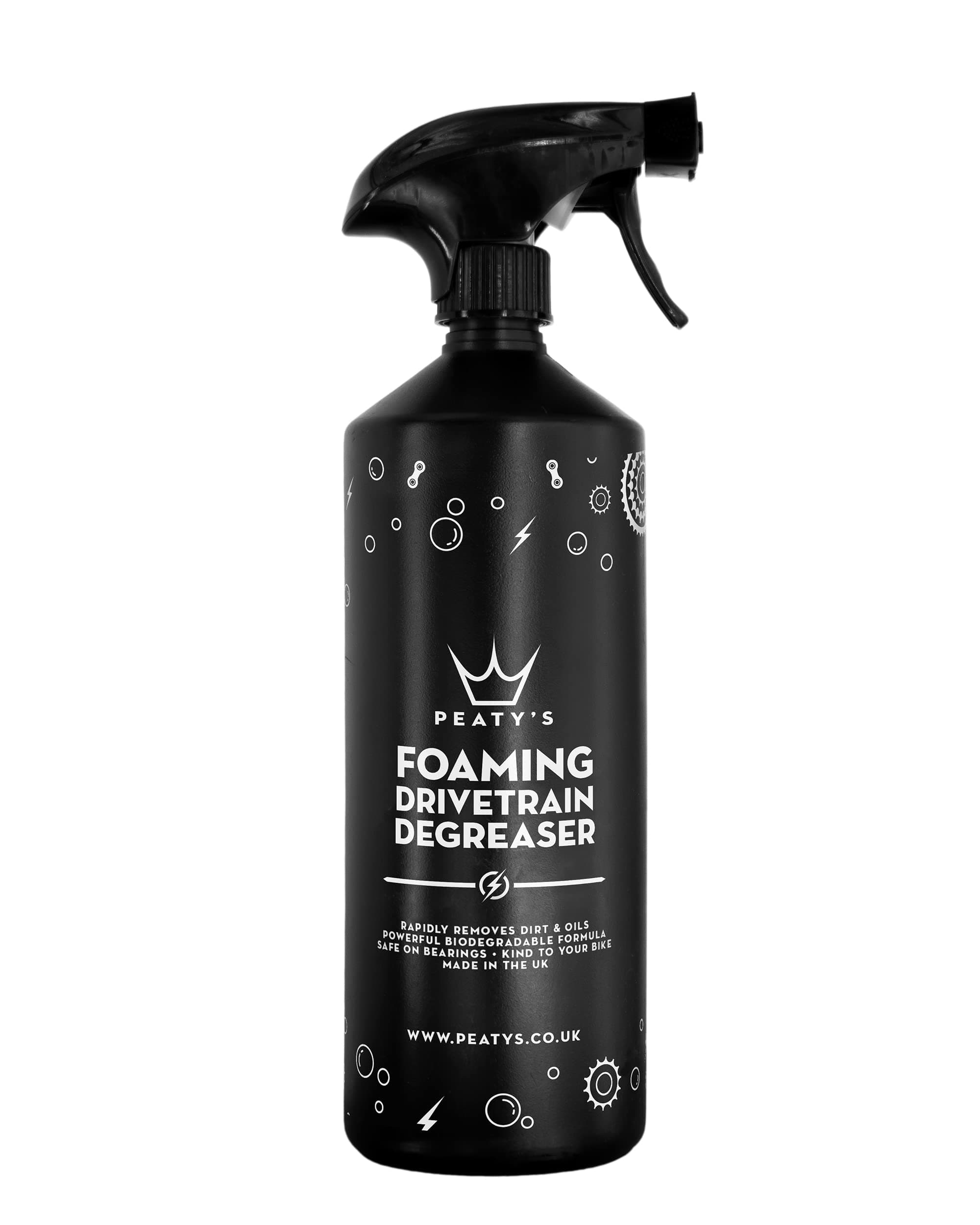 Peaty's Foaming Drivetrain Bike Degreaser - High-Strength Drivetrain Cleaner & Chain Degreaser Spray, Biodegradable Bike Cleaner, Safe on Waterproof Grease & E-Bikes, Mountain & Road Bicycle