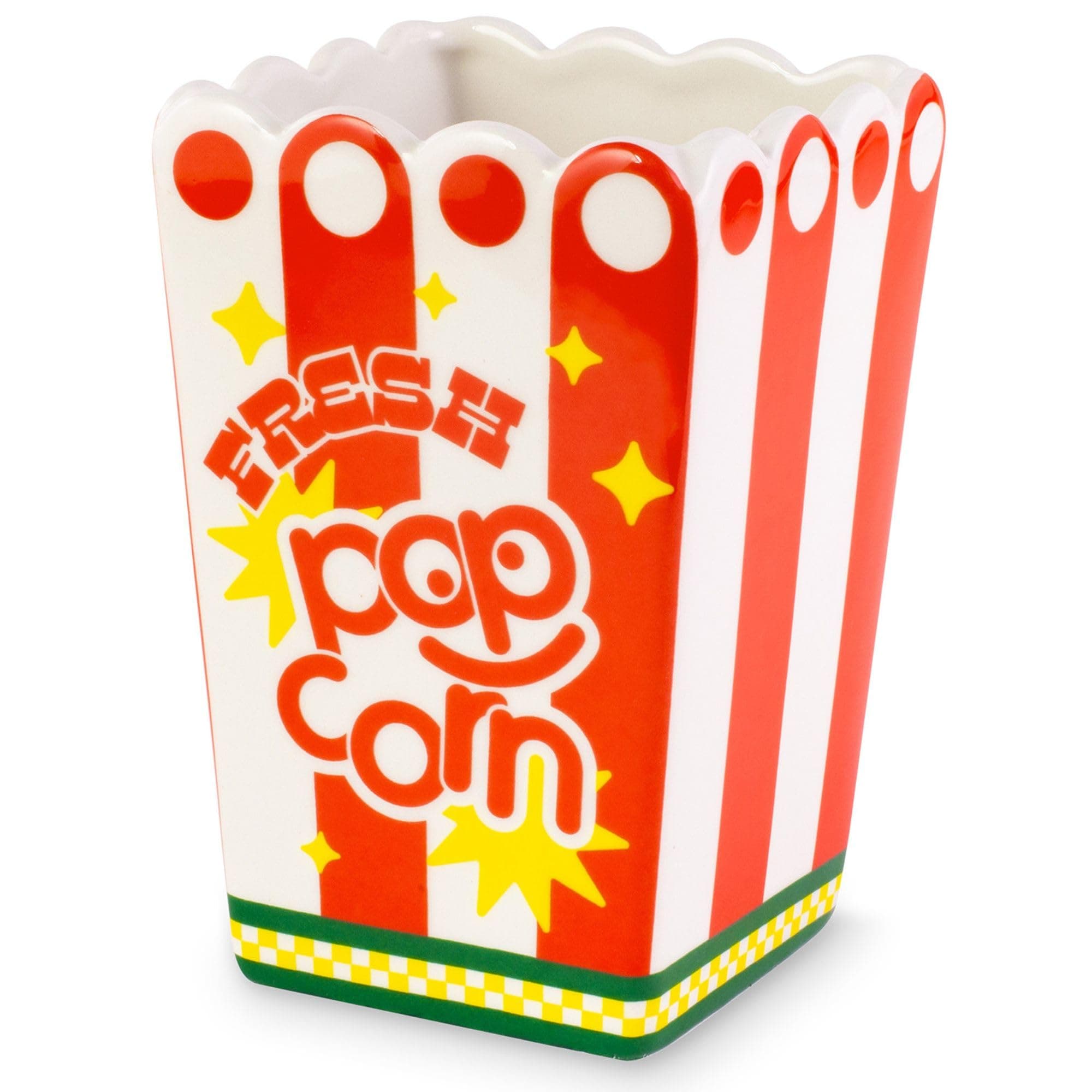 Decorative Ceramic Vase, Tall Vase for Centerpiece, Popcorn Bucket, Unique Vase for Home/Kitchen/Office Decor, Popcorn Bag