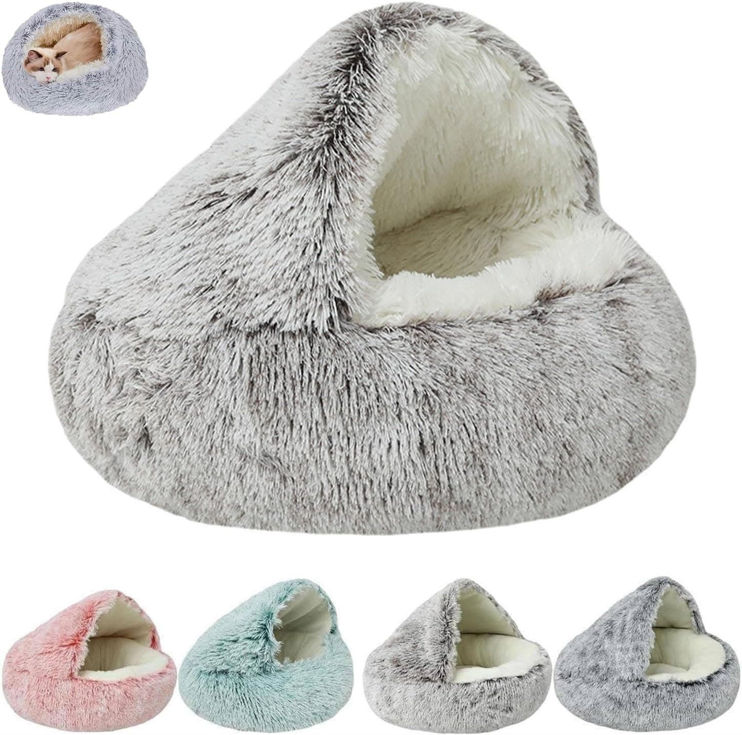 Cozy Cocoon Pet Bed for Dogs and Cats, Snuggle Winter Plush Bed (Color: Coffce, Size: 60cm)