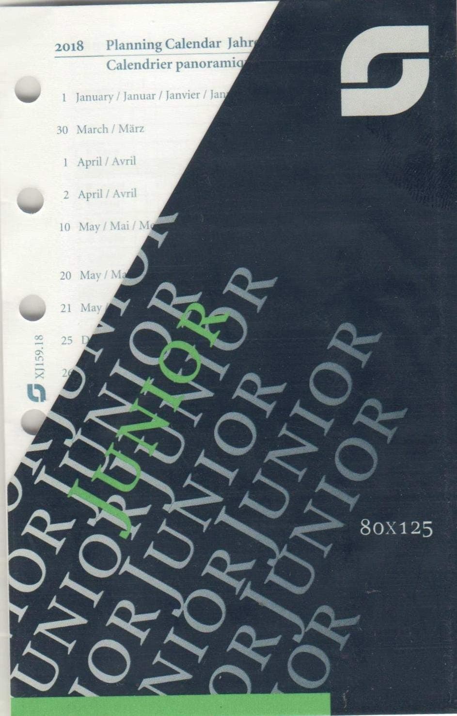 Succes Junior Year Planner 2018 4SPRACHIG White 1Monat/1Seite A7 Leporello xj159.18