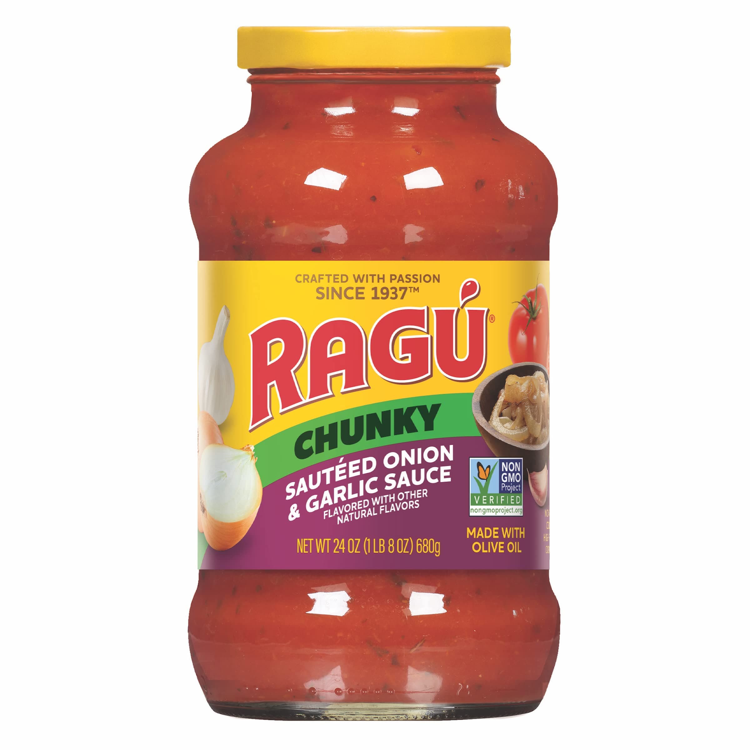 Ragu Chunky Sauteed Onion and Garlic Pasta Sauce with Diced Tomatoes and Italian Herbs and Spices, 24 OZ
