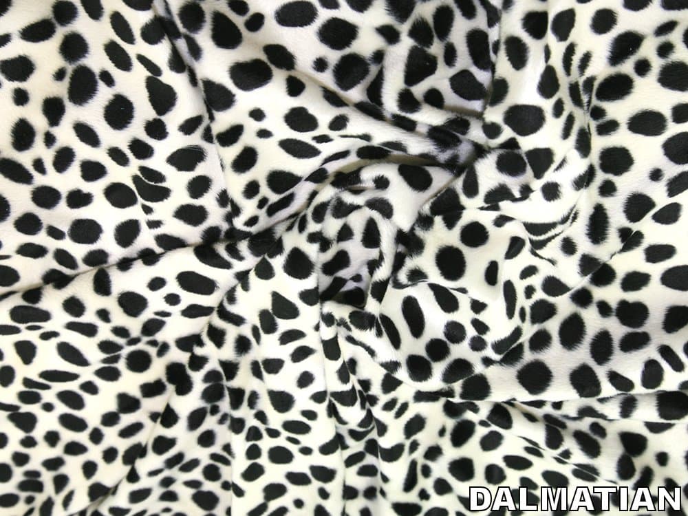 DALMATION ANIMAL PRINT VELBOA FAUX FUR VELOUR FABRIC MATERIAL DALMATIAN BLACK/WHITE FUR MATERIAL 150cm Width SOLD BY 1/2 METRE UNIT