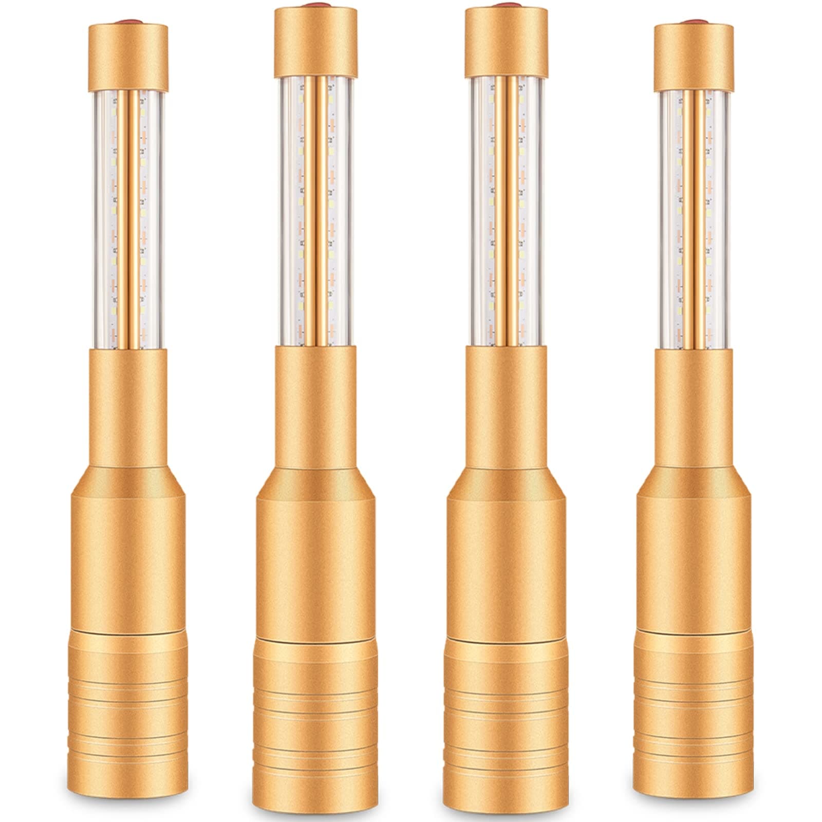 Lewtemi 4 Pieces LED Strobe Baton Lights Led Bottle Service Sparklers Rechargeable Champagne Bottle Topper Lights for VIP Nightclubs Party Event (Gold)