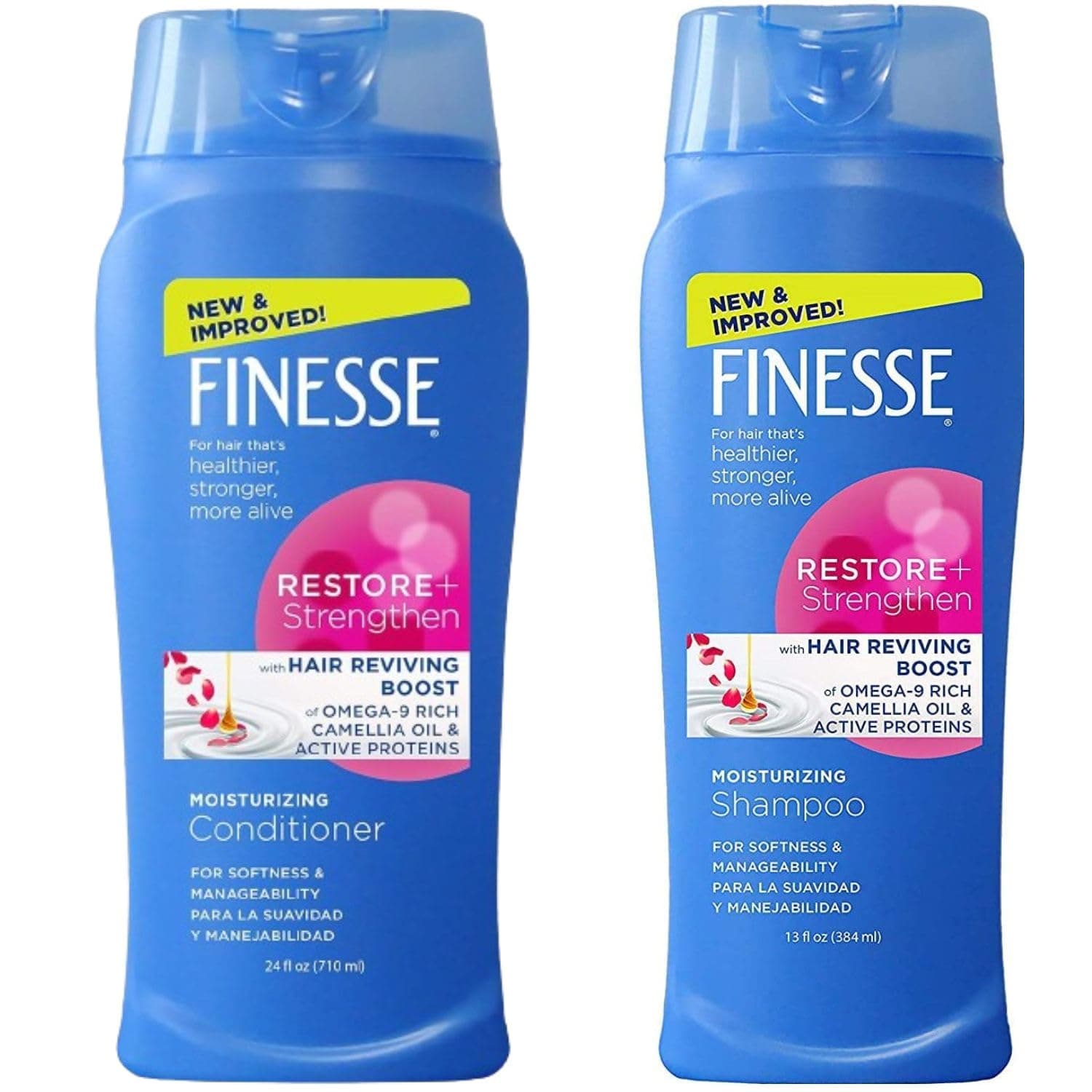 Finesse 13oz Moisturizing Texture Enhancing Restore + Strengthen Shampoo and Conditioner Set
