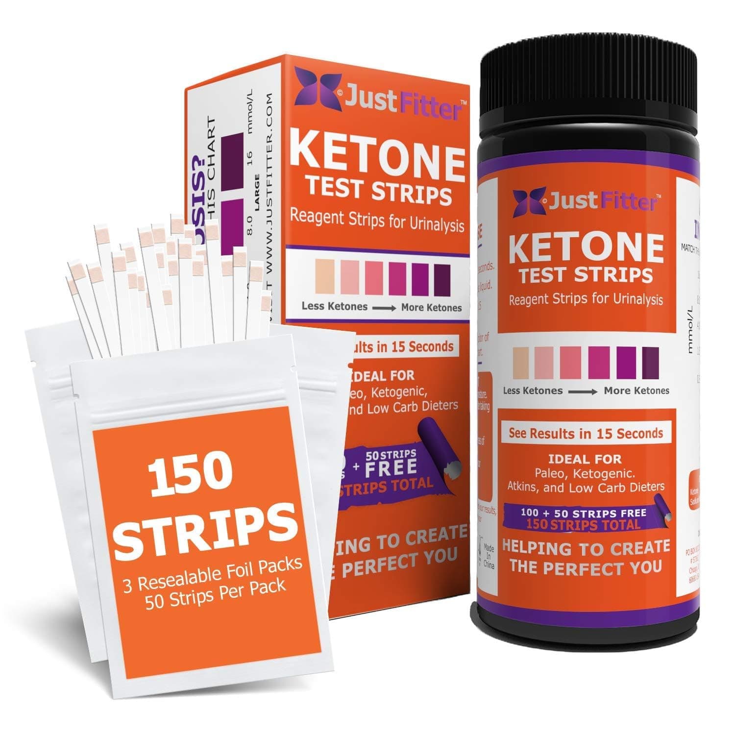 Ketone Test Strips - Accurate 150 Keto Test Strips for Ketosis Testing - Instant 15 Second Results for Ketogenic Diet