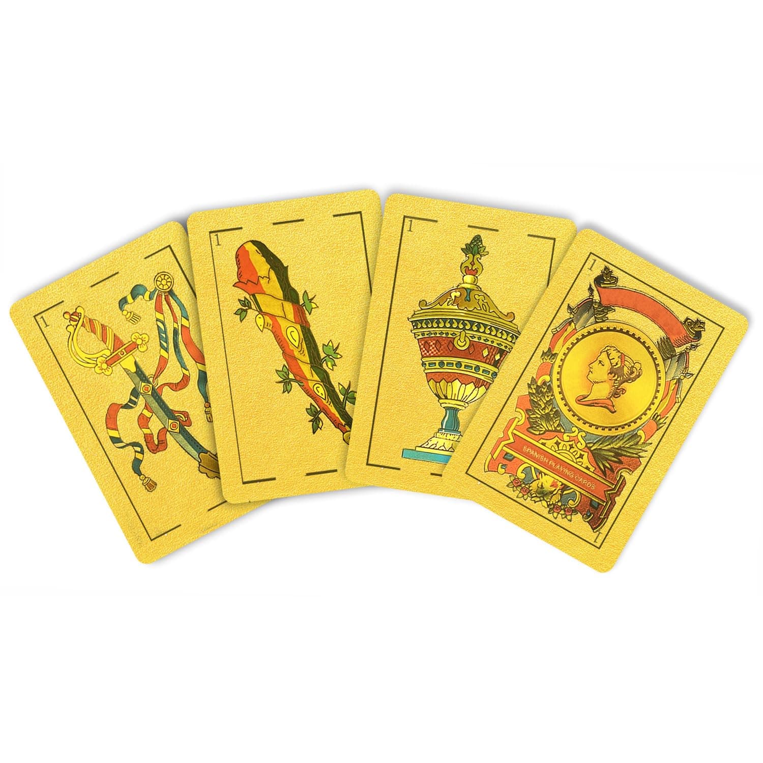 Spanish Playing Cards, Original Spanish Cards, Briscas Cards Puerto Rico, Original Spanish Deck of Cards, Mexican Playing Cards [Luxury Gold Foil Classic] [PVC Waterproof] (1)