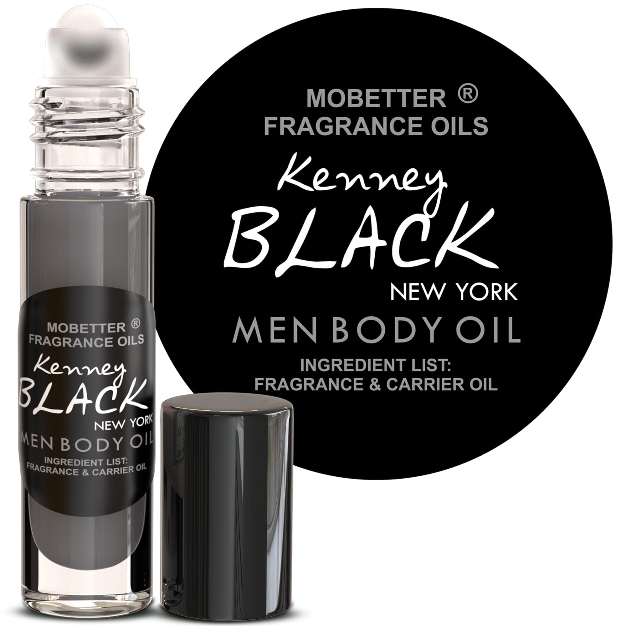 MOBETTER FRAGRANCE OILS Kenney Black New York Men Fragrance Body Oil 0.33 Oz Roll On Glass Bottle, Travel Size, Long Lasting