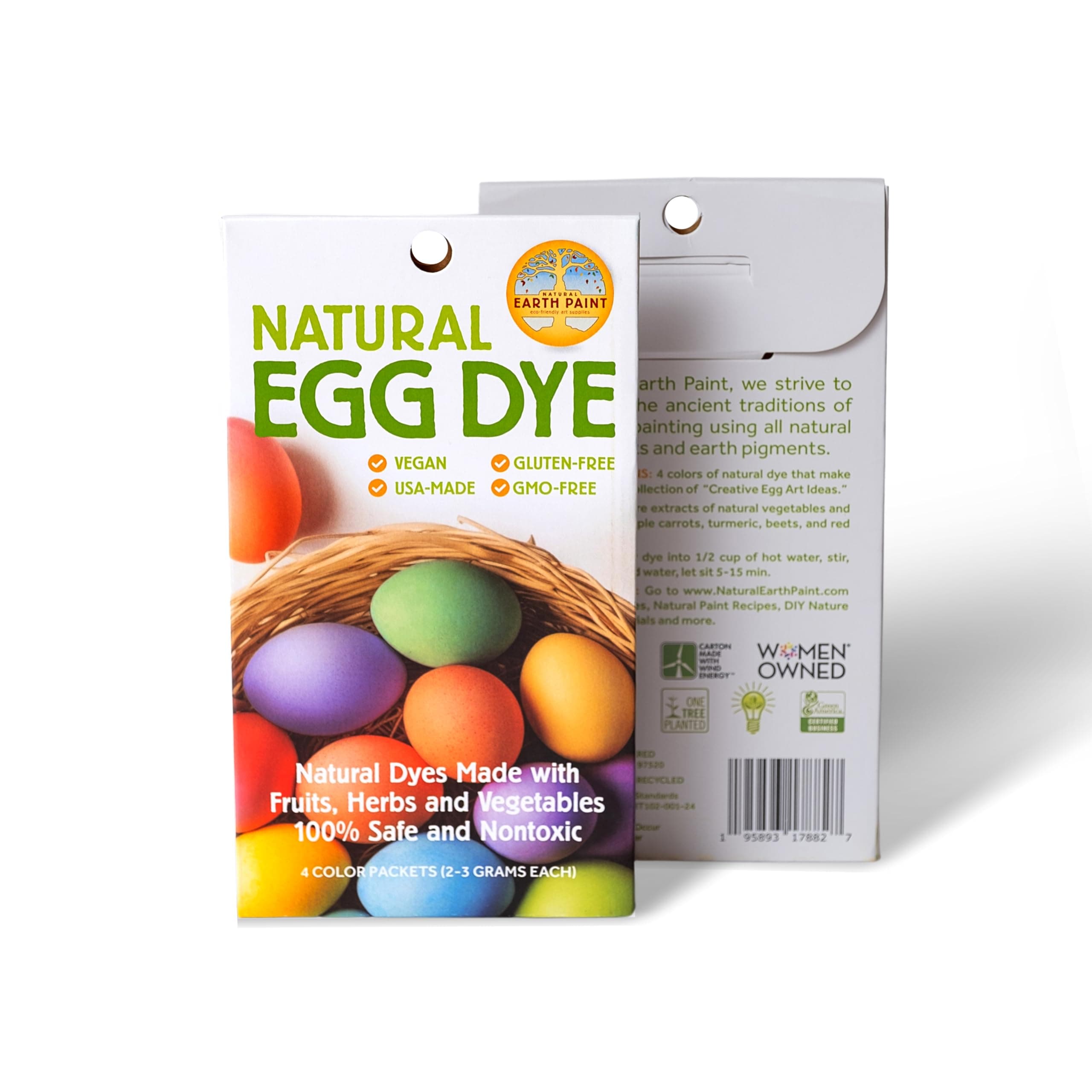 Natural Earth Paint Egg Dye Kit – Eco-Friendly, Non-Toxic Easter Egg Coloring for Kids & Adults – 4 Food-Safe Dyes, No Boiling Needed, Mixable Colors, Vegan & Sustainable