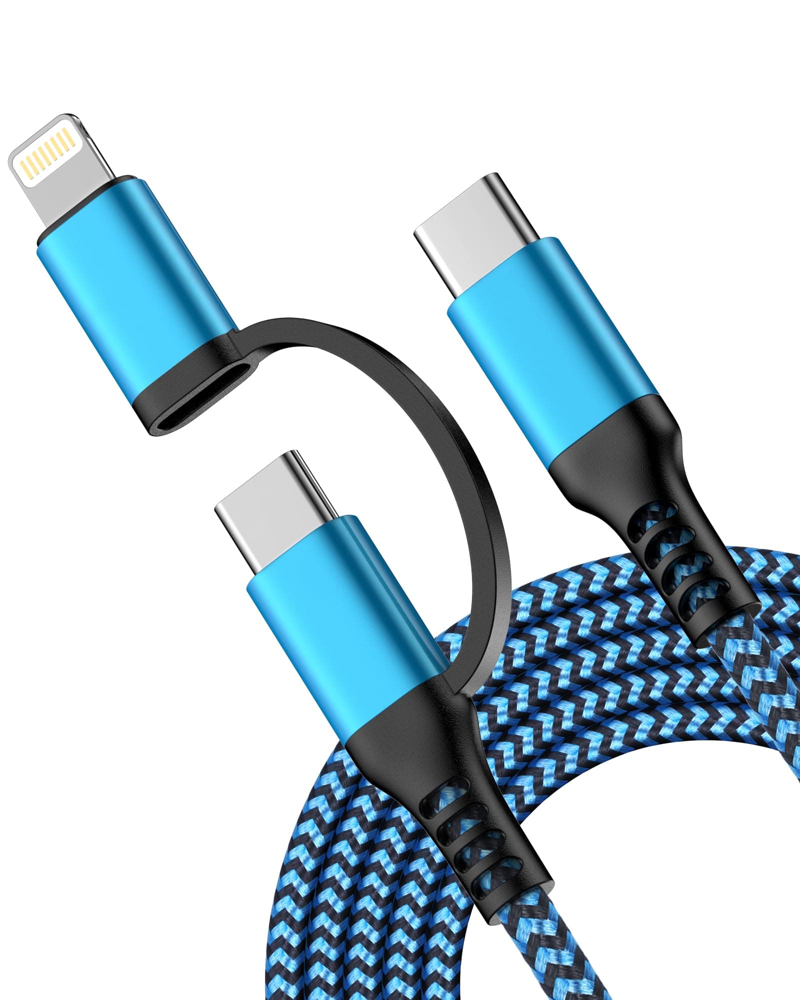 USB C to Lightning&USB C Cable, [2-in-1/6ft] USB C Multi Charging with Lightning/Type C Port for iPhone Charger Cord Fast Charging for iPhone 17e 16 15 14 13 Pro Max Mini, iPad, iPod, Galaxy, Google