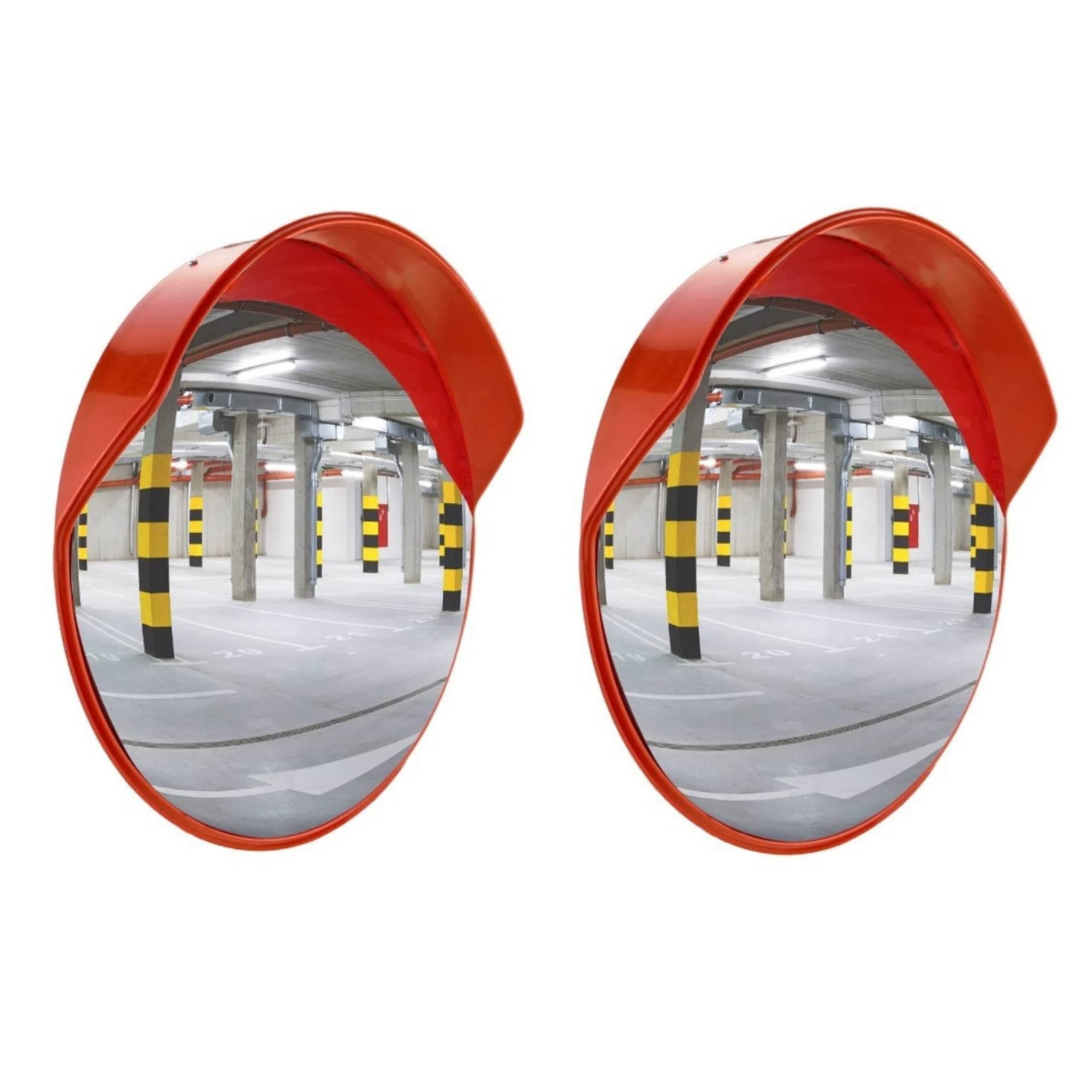 ABS INDUSTRY Convex Safety Mirror 24 Inches/60 cms Polycarbonate Traffic Mirror Unbreakable Round Wide-Angle Driveway Mirror, With Adjustable Brackets and Nuts Bolts For Installation (Pack of 2)