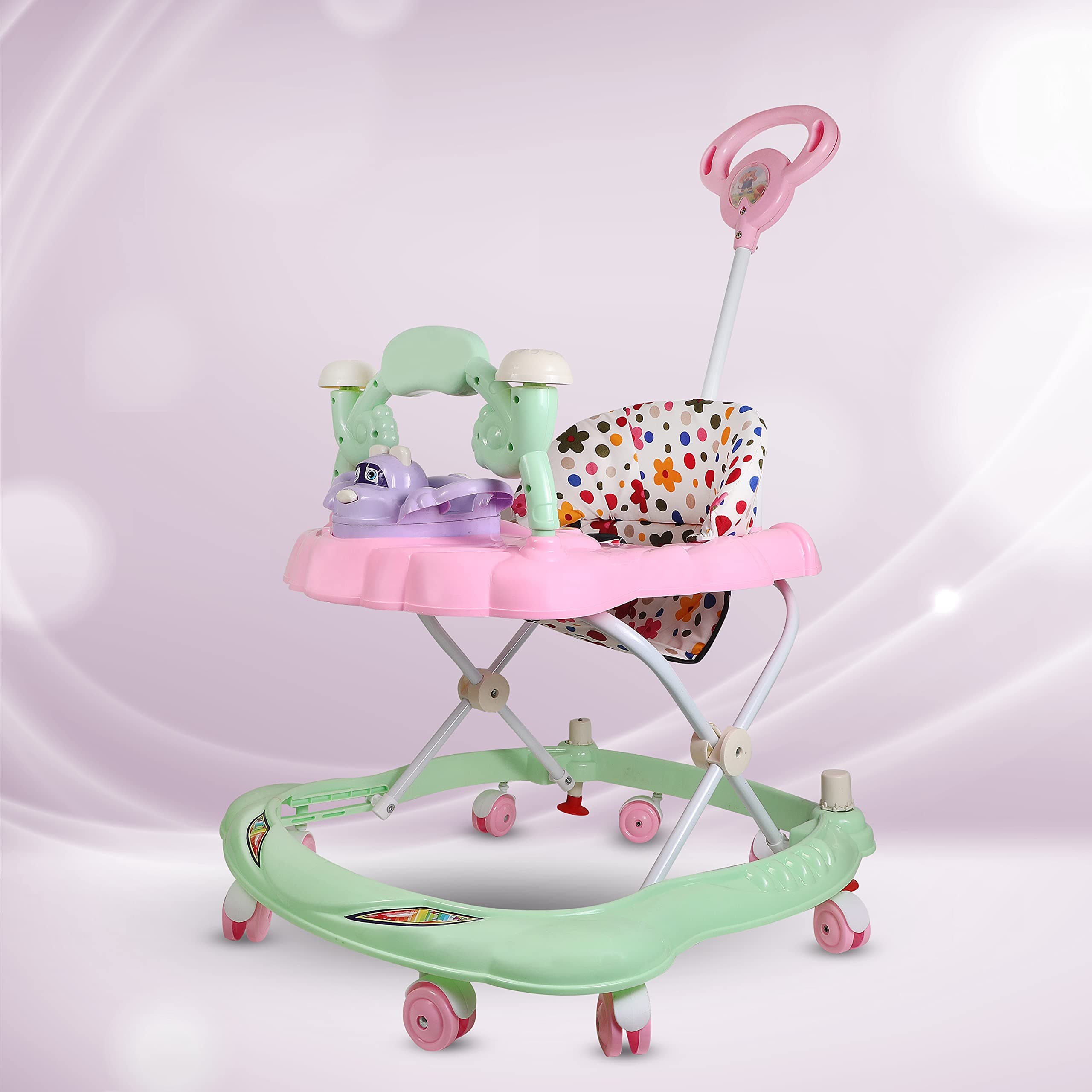 Stepupp Activity Baby Walker Cum Rocker for Kids with Adjustable Height Musical and Light for 6 to 18 Months Best Choice for Your Baby for Growing Future Recommended for Kids Activity Walker (Pink)