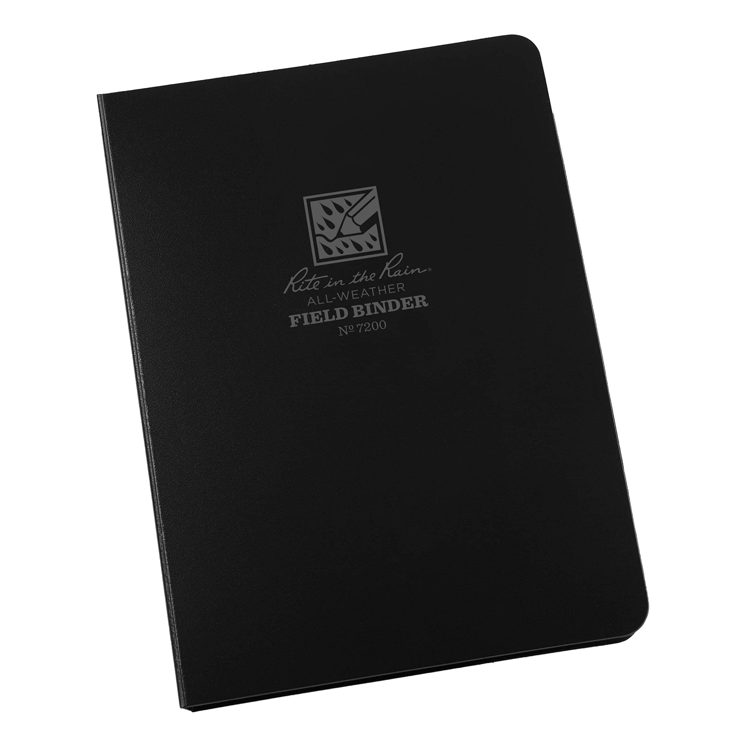 Rite in the Rain Weatherproof 1/2" Ring Binder, 5.625" x 7.875", Black Binder (No. 7200)