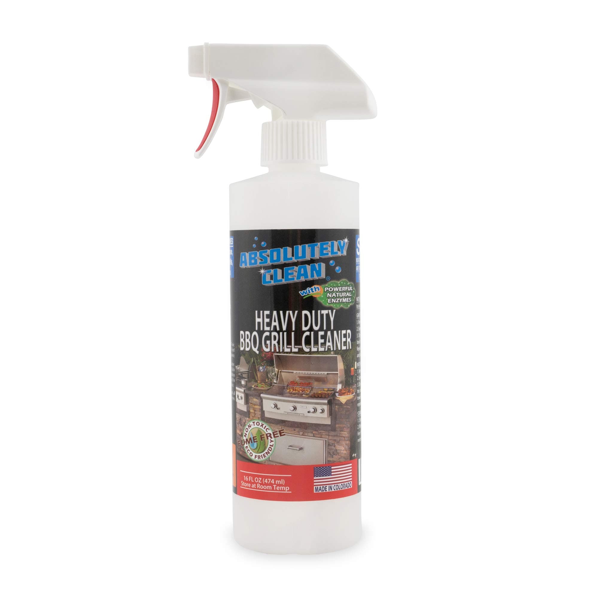 Absolutely Clean IT JUST WORKS GREAT as Grill Cleaner Spray! - Professional Strength, Natural Enzyme Formula - Fast Acting, Fume Free - USA Made (16oz Spray Bottle)