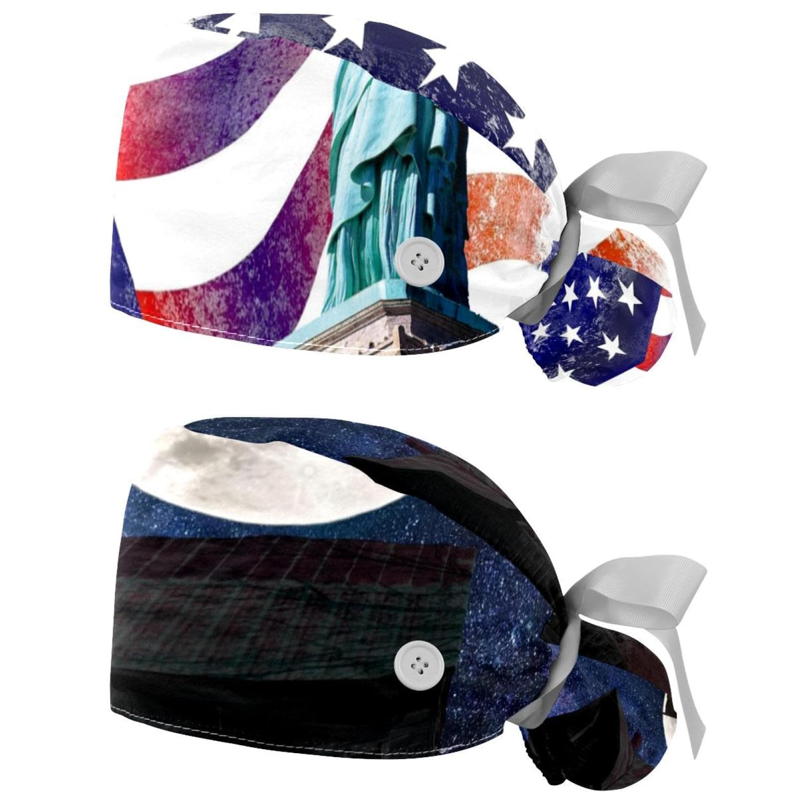 Working Cap with Absorbent Cotton and Adjustable Size Scrub Cap,Sika Deer Branch Pink Green,Bouffant Hats Work Hats