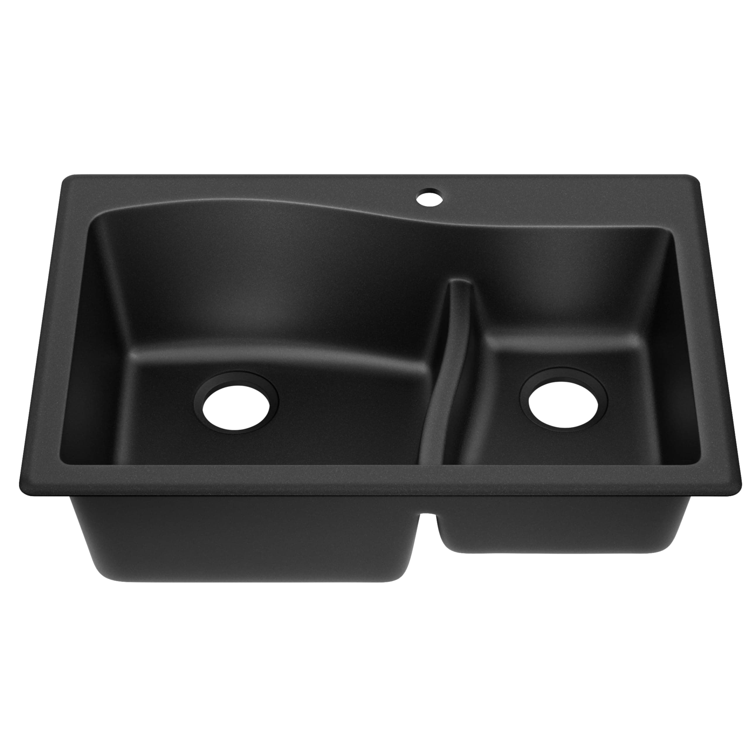 KRAUS Quarza 33-inch Drop-In/Undermount 60/40 Double Bowl Granite Kitchen Sink in Black, KGD-442BLACK