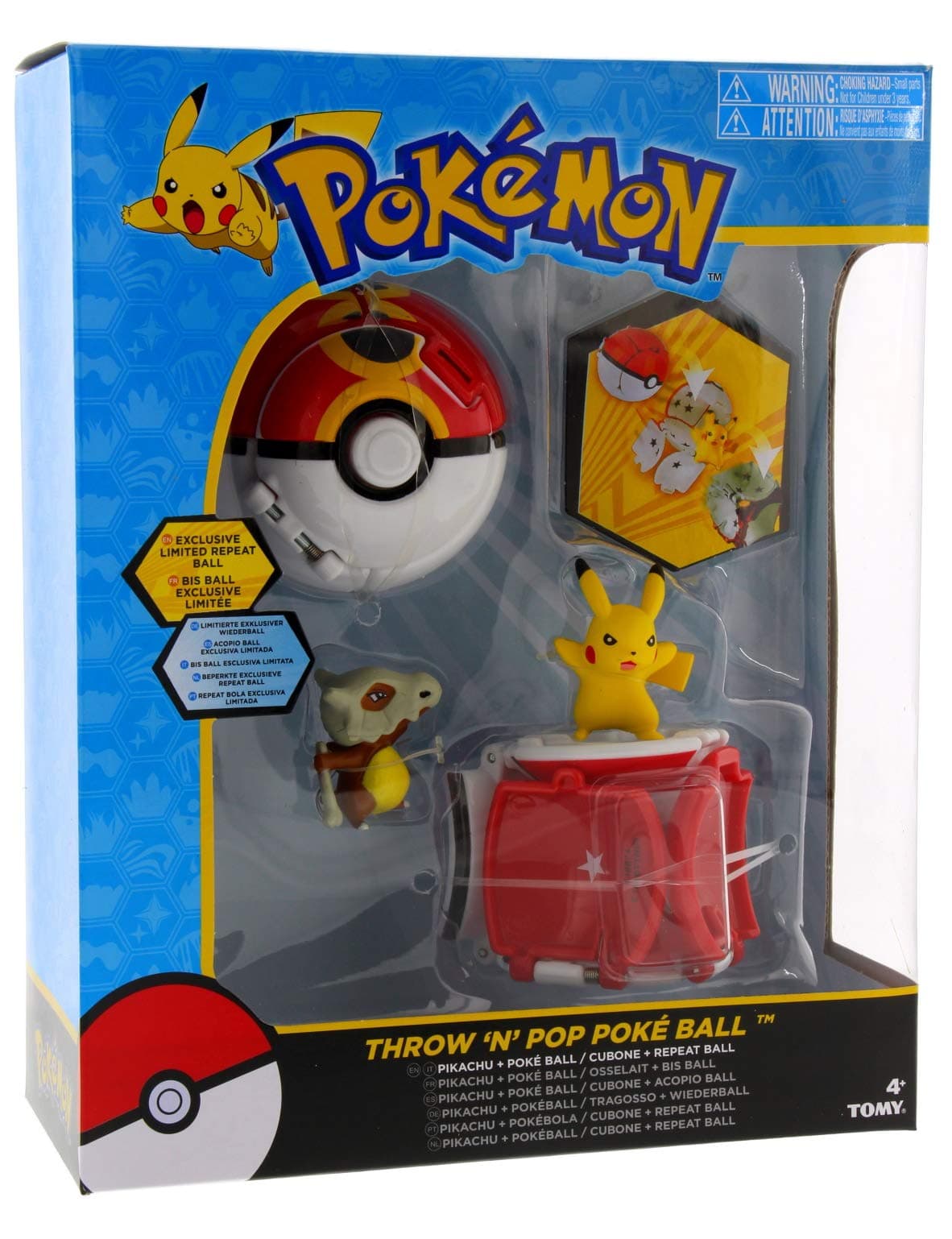 Pokemon Throw 'N' Pop Duel Pikachu Pokeball & Cubone Repeat Ball Figure Set
