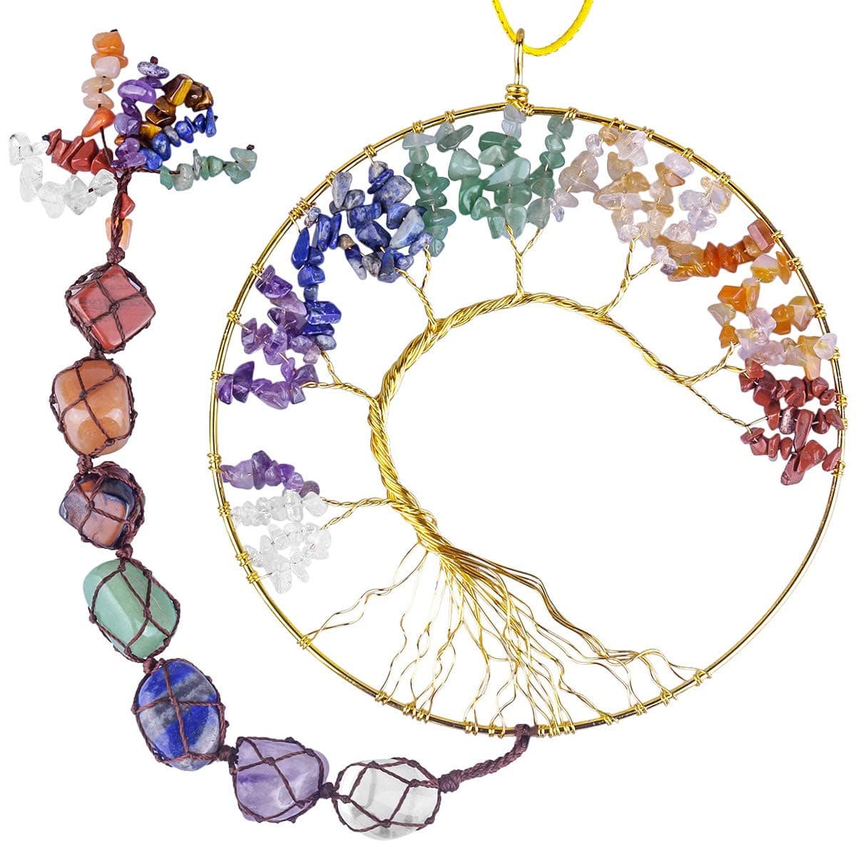 7 Chakras Stones Healing Crystals Tree of Life Hanging Decoration