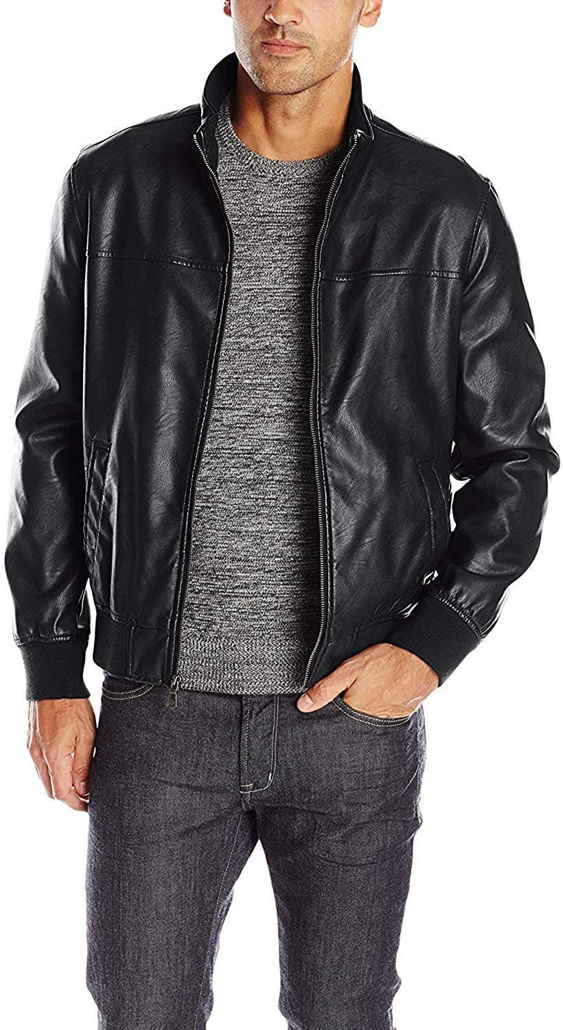 Tommy Hilfiger Men's Faux Leather Bomber Jacket