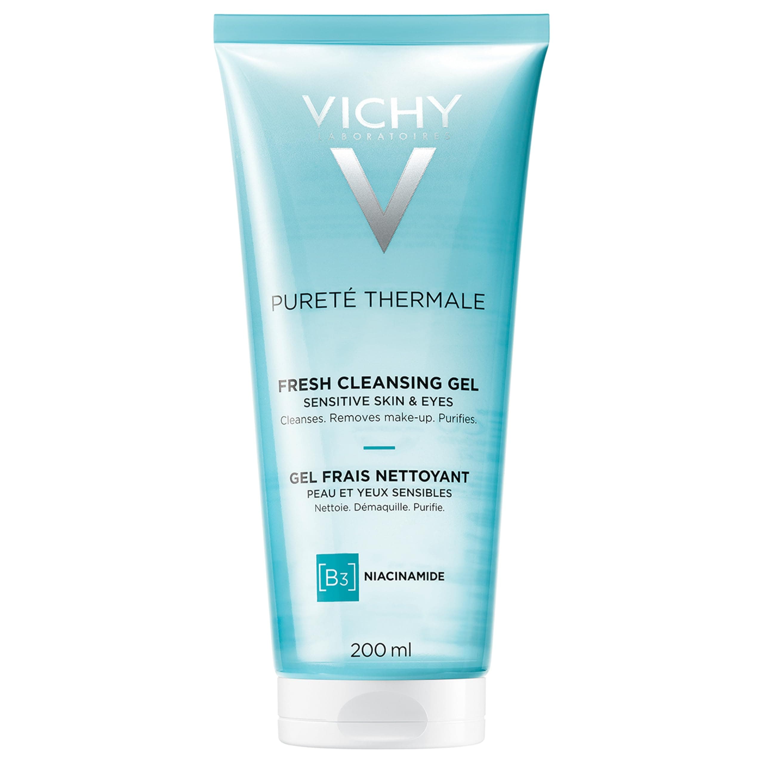 Pureté Thermale Fresh Cleansing Gel, Formulated With Glycerin & Niacinamide, Gentle Gel Cleanser & Makeup Remover, Removes Impurities Without Overdrying, Safe For Sensitive Skin & Eyes