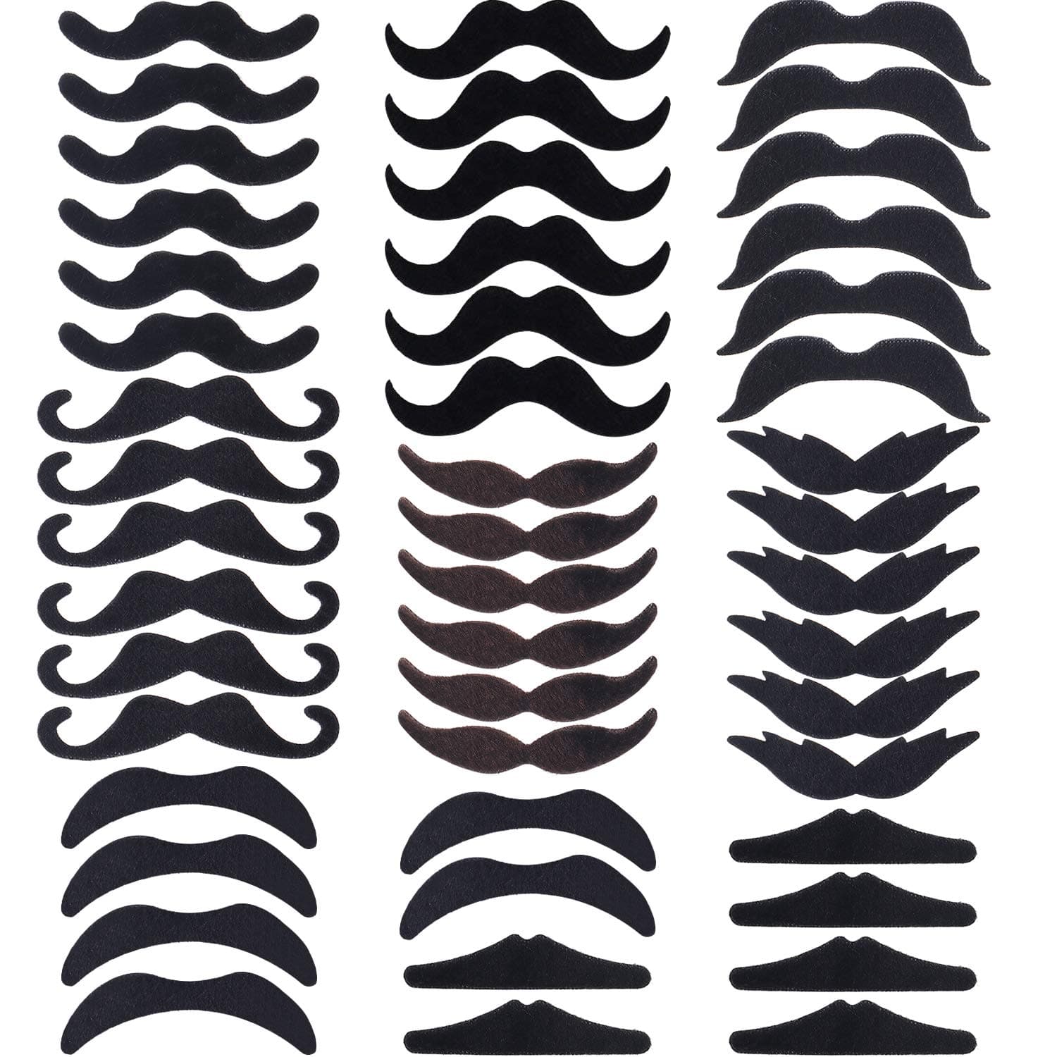 48 Pcs Fake Mustaches Bulk Self Adhesive Novelty Mustaches Stickers French Pirate Detective Beard Costume Face Stickers for Christmas Mexican Fiesta Party Favors