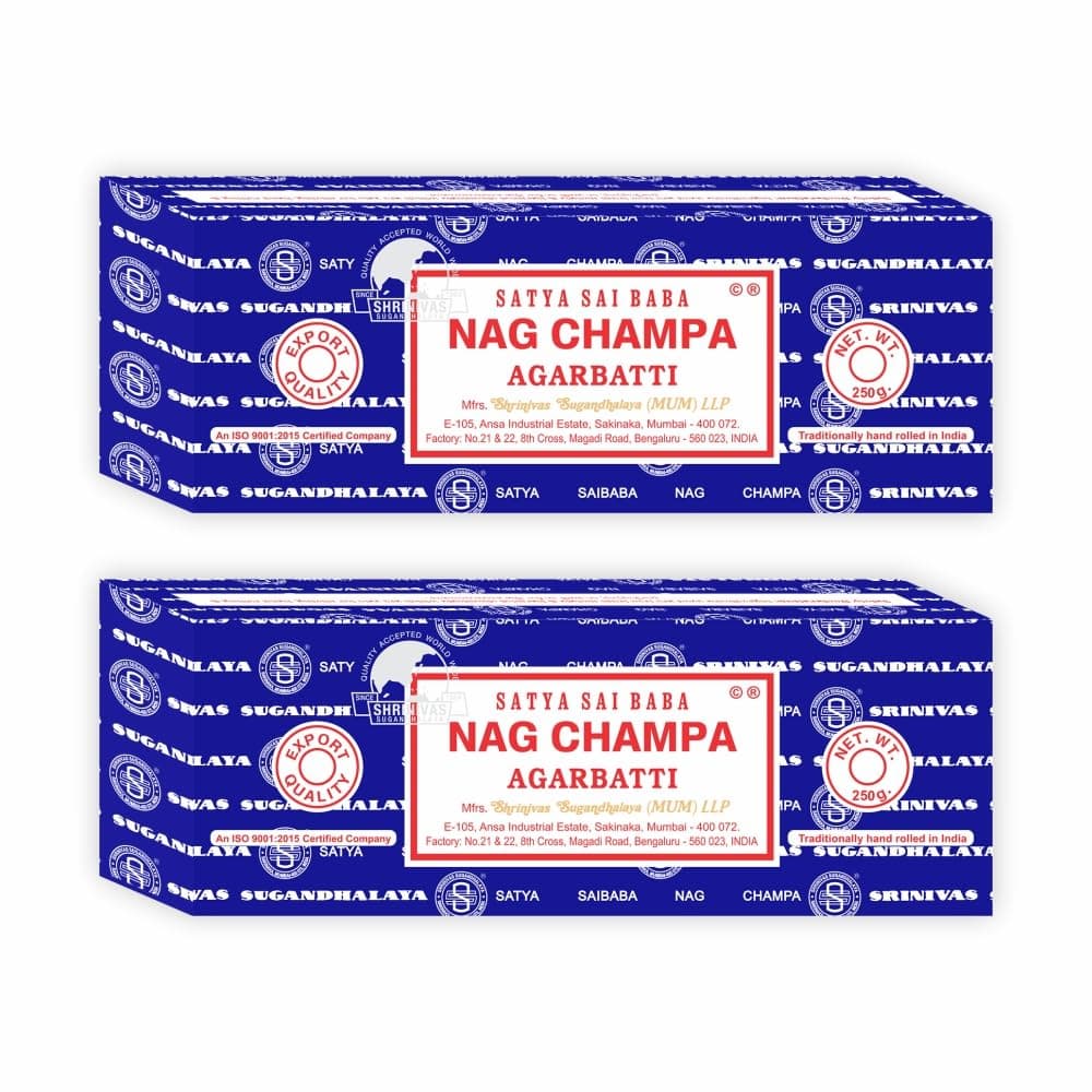 Sai Baba Nag Champa Agarbatti, 250gms Hand Rolled Fine Quality Incense Sticks for Purification, Relaxation, Positivity, Yoga, Meditation (NC250 Pack of 2)