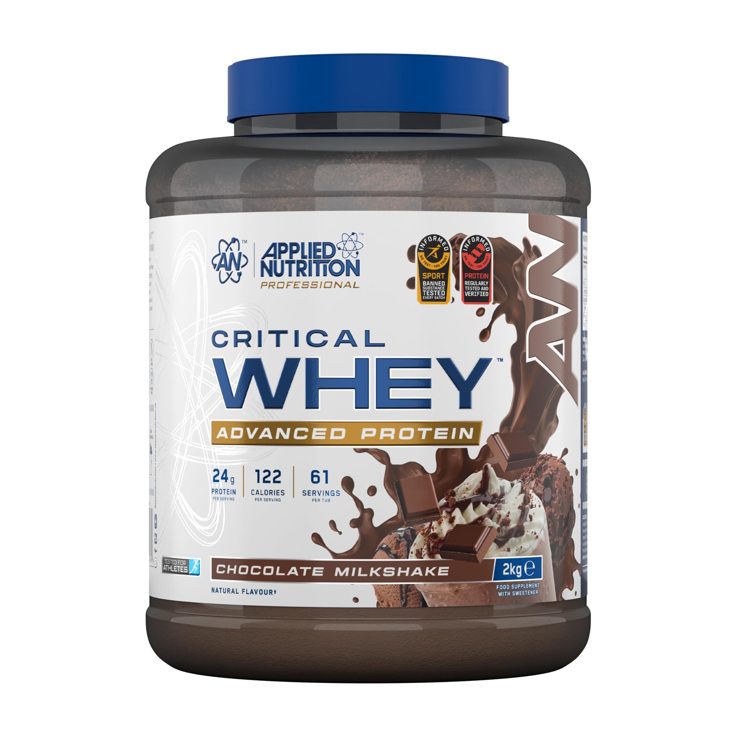 Applied Nutrition Critical Whey Protein Powder 2kg - High Protein Powder, Protein Milkshake, Muscle Building Supplement with BCAAs & Glutamine (2kg - 67 Servings) (2kg, Chocolate Milkshake)