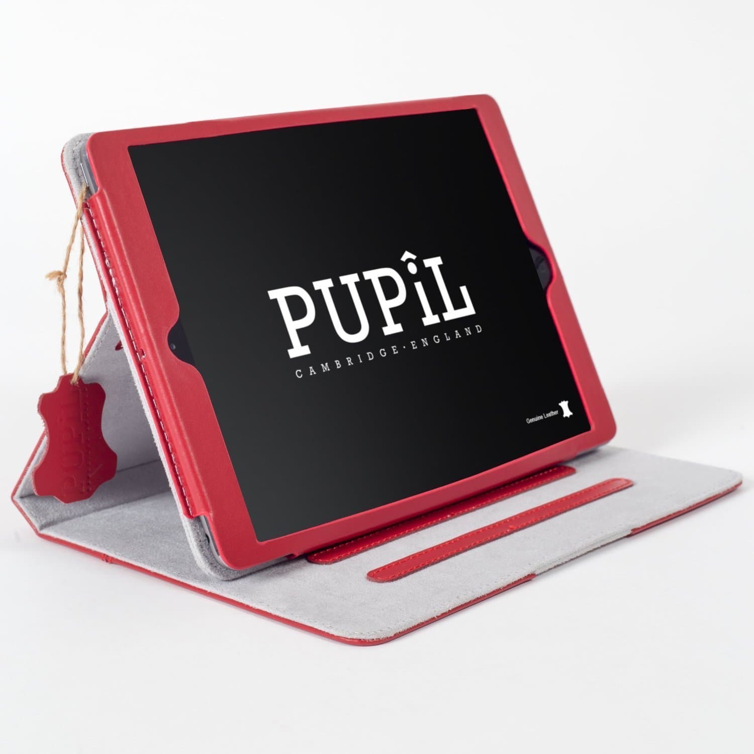 iPad 2, 3 & 4 Case Cover By PUPiL of Cambridge, England Handmade Genuine Leather - (Scarlet - Red)