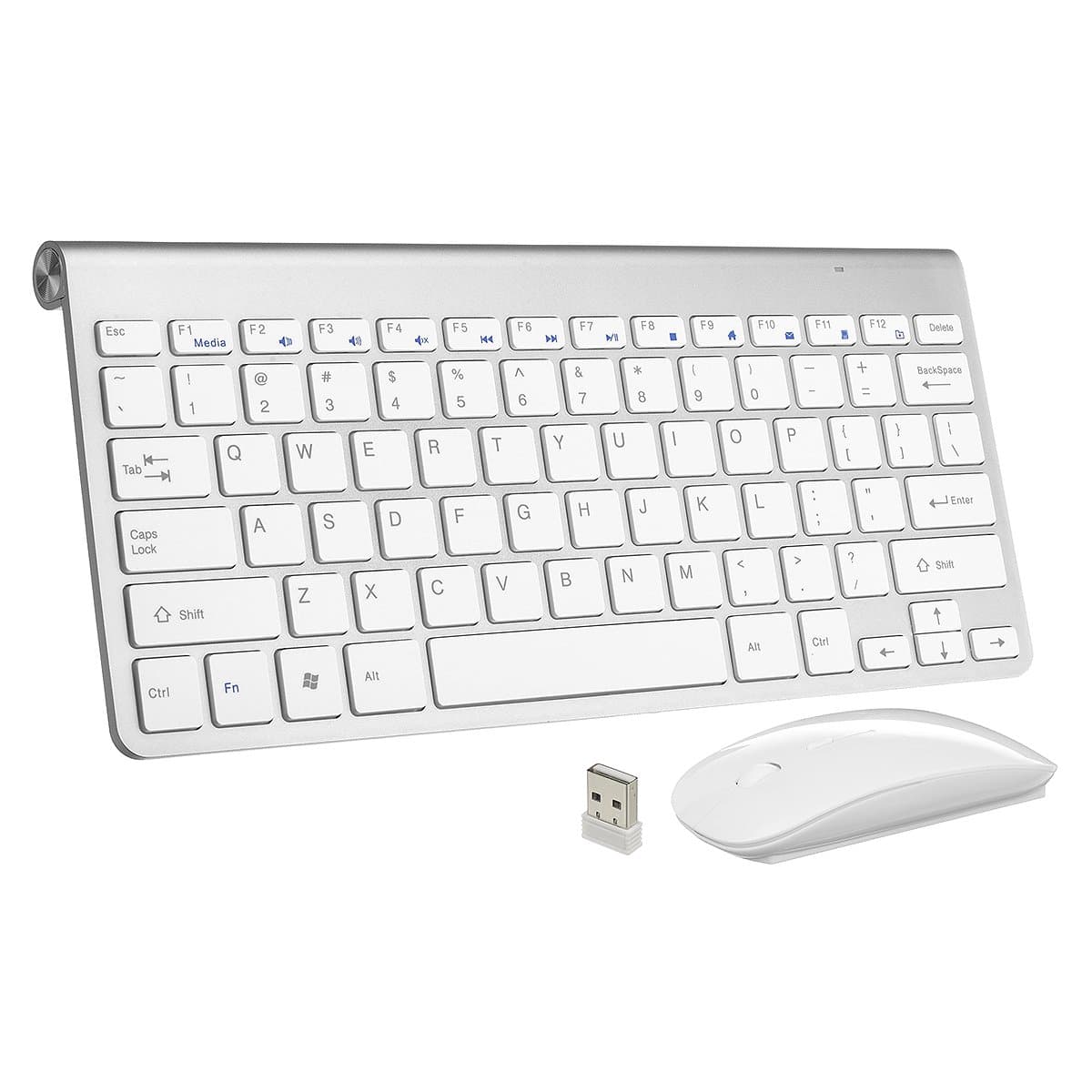 Wireless Keyboard and Mouse Combo, Hi-Azul Compact Ultra Slim 2.4GHz Wireless Keyboard with 78 Keys and Power-Saving Mouse for Home&Office Use (Silver)