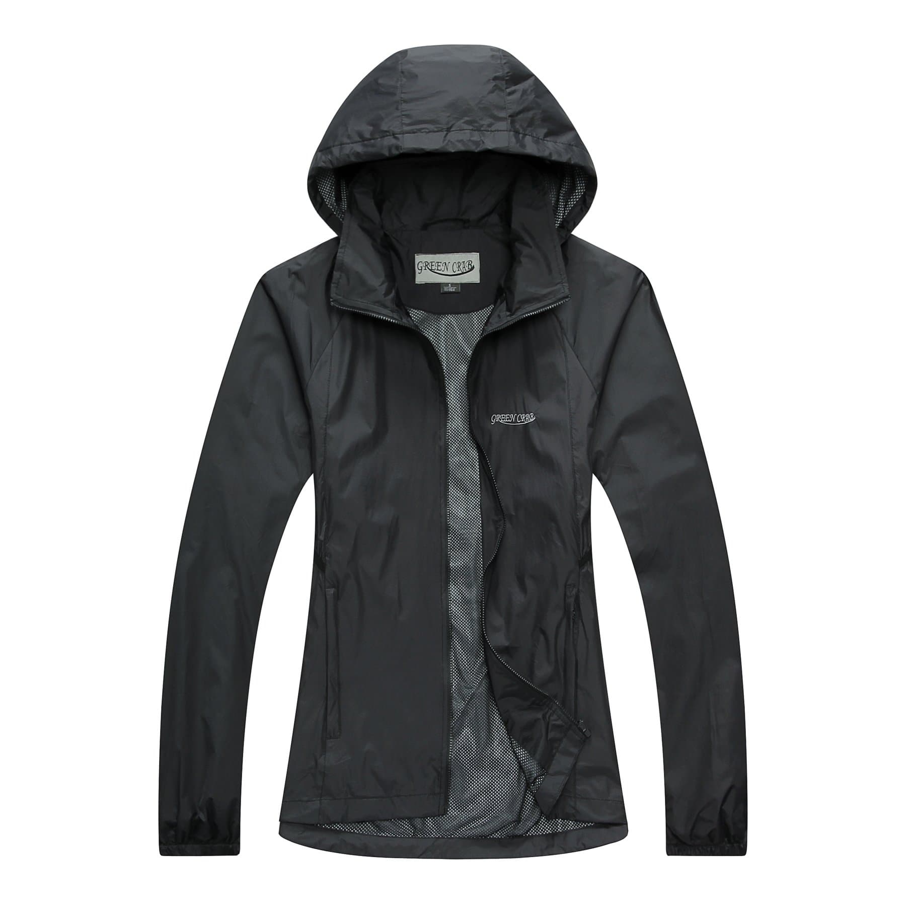 Green Crab Women's Windproof Waterproof Rain Jacket Lady Hooded Breathable Coat