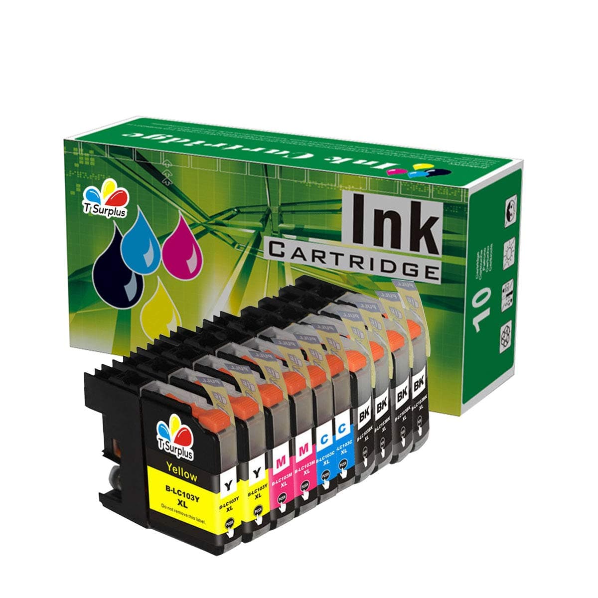 TS Compatible Ink Cartridges Replacement for B - LC103 XL (4 Black, 2 Yellow, 2 Magenta, 2 Cyan 10-PK) for MFC-J4510DW MFC-J4610DW MFC-J4710 MFC-J470DW MFC-J475DW MFC-J870DW MFC-J875DW