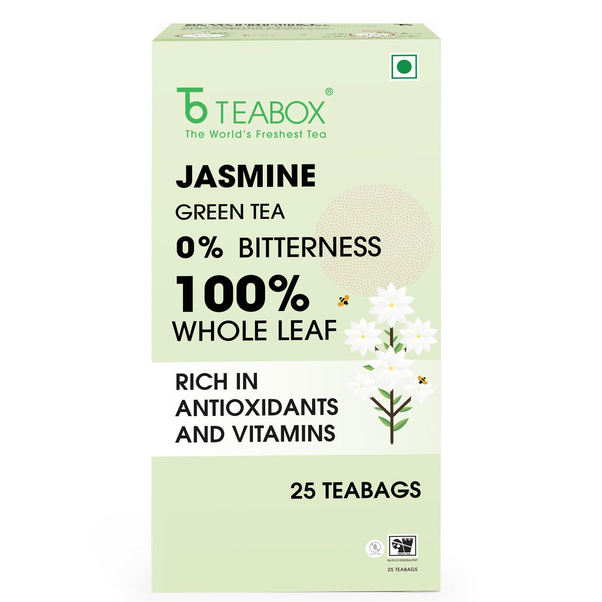 Jasmine Green Tea | 25 Pyramid Whole Leaf Teabags | Natural Jasmine Aroma | Premium Blend Sourced from Madurai