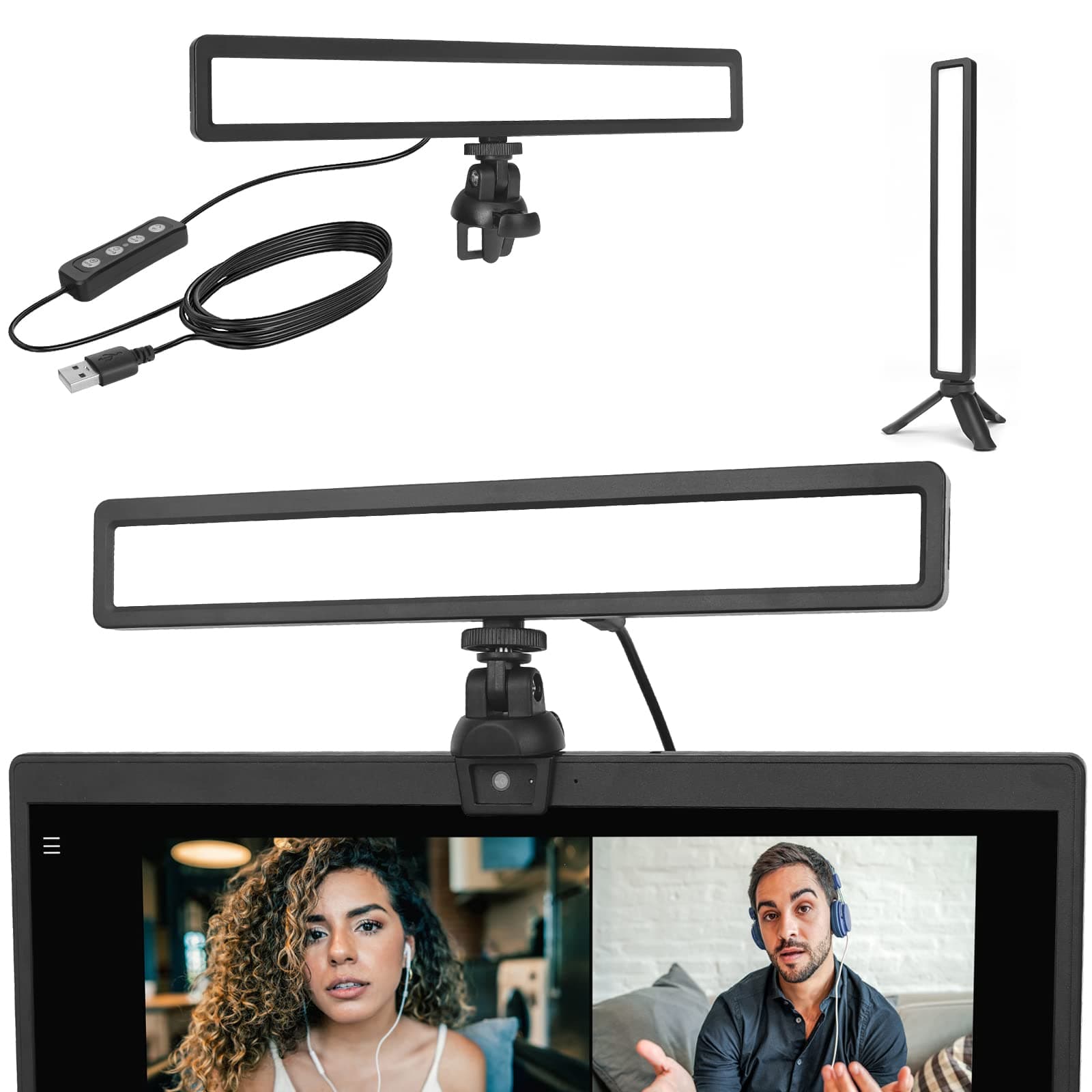 luxceo Video Conference Lighting, Zoom Light for Remote Working, Webcam Lighting for Laptop, Zoom Calls, Live Streaming, Online Class, Self Broadcasting, Video Conference Light Kit for Zoom Meeting