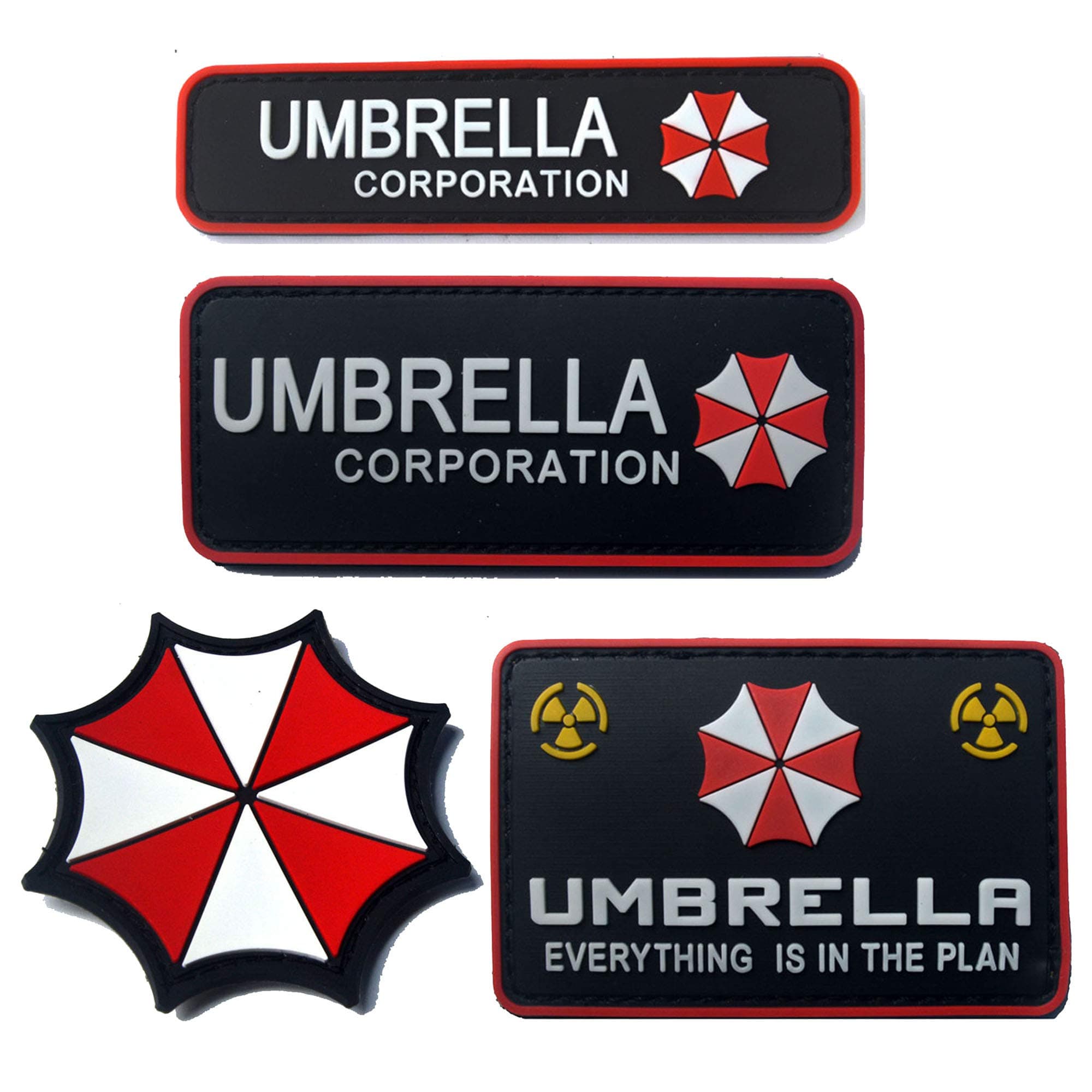Resident Evil Umbrella Corporation PVC Patch Badges Emblem Applique Hook Patches for Clothes Backpack Accessories Armband 4pcs