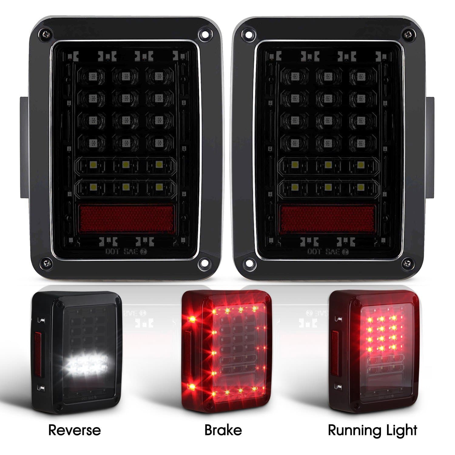 Pandaorv LED Tail Lights,Reverse Lamp,A1 25W Brake Rear Light Rear Reverse Lights DRL &Turn Signal & Back Up （1 pair）