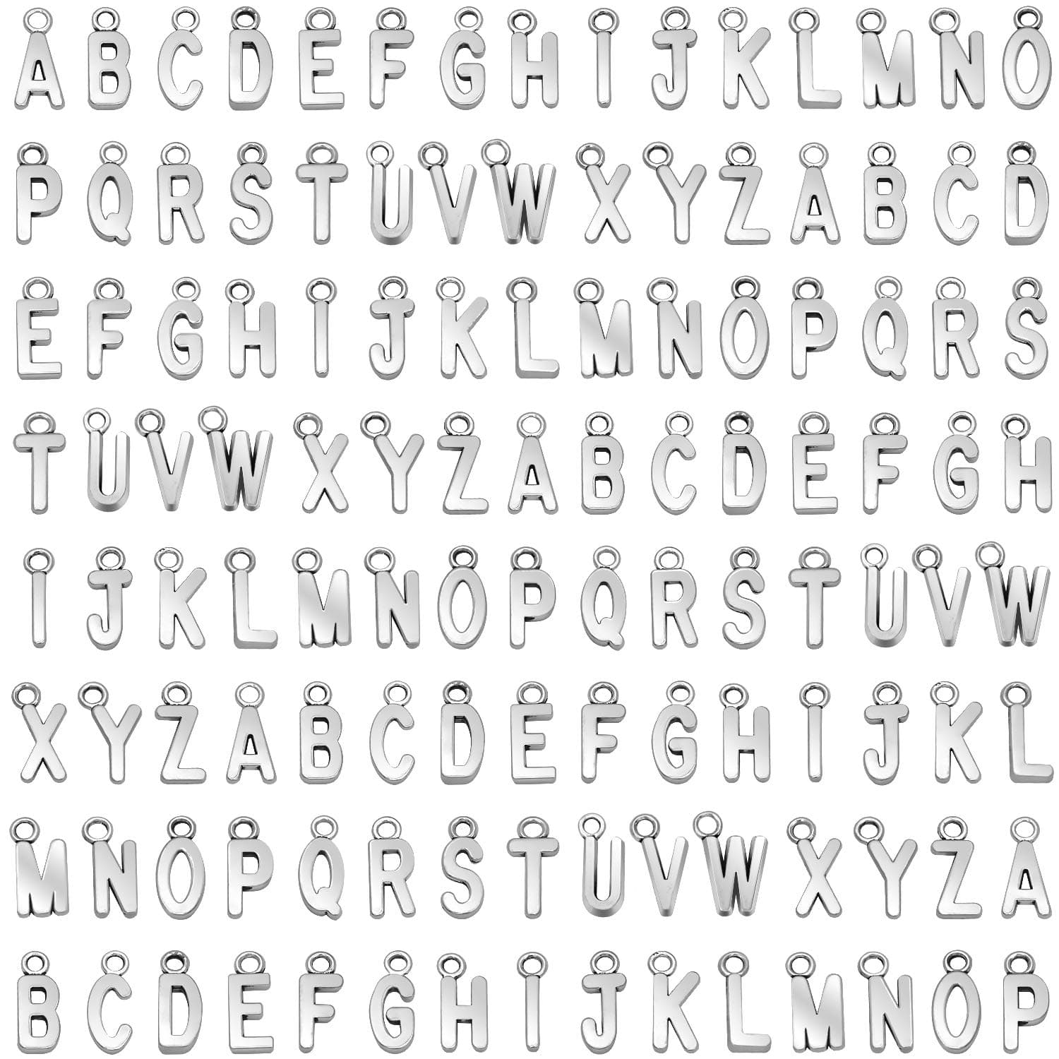 SANNIX 156Pcs/6 Sets Alphabet ABC Letter Charms Capital Letter A-Z Charm DIY Bracelet Necklace Pendants Loose Beads with 200Pcs Open Jump Rings for Jewelry Making